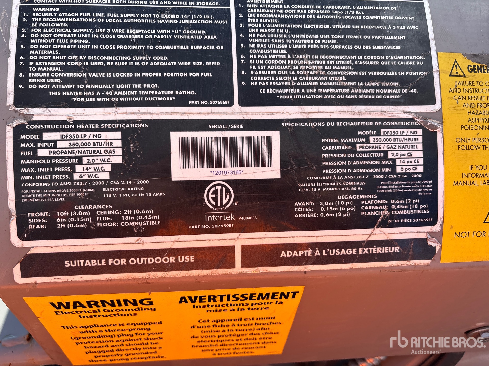 General Appearance with Serial Number / VIN