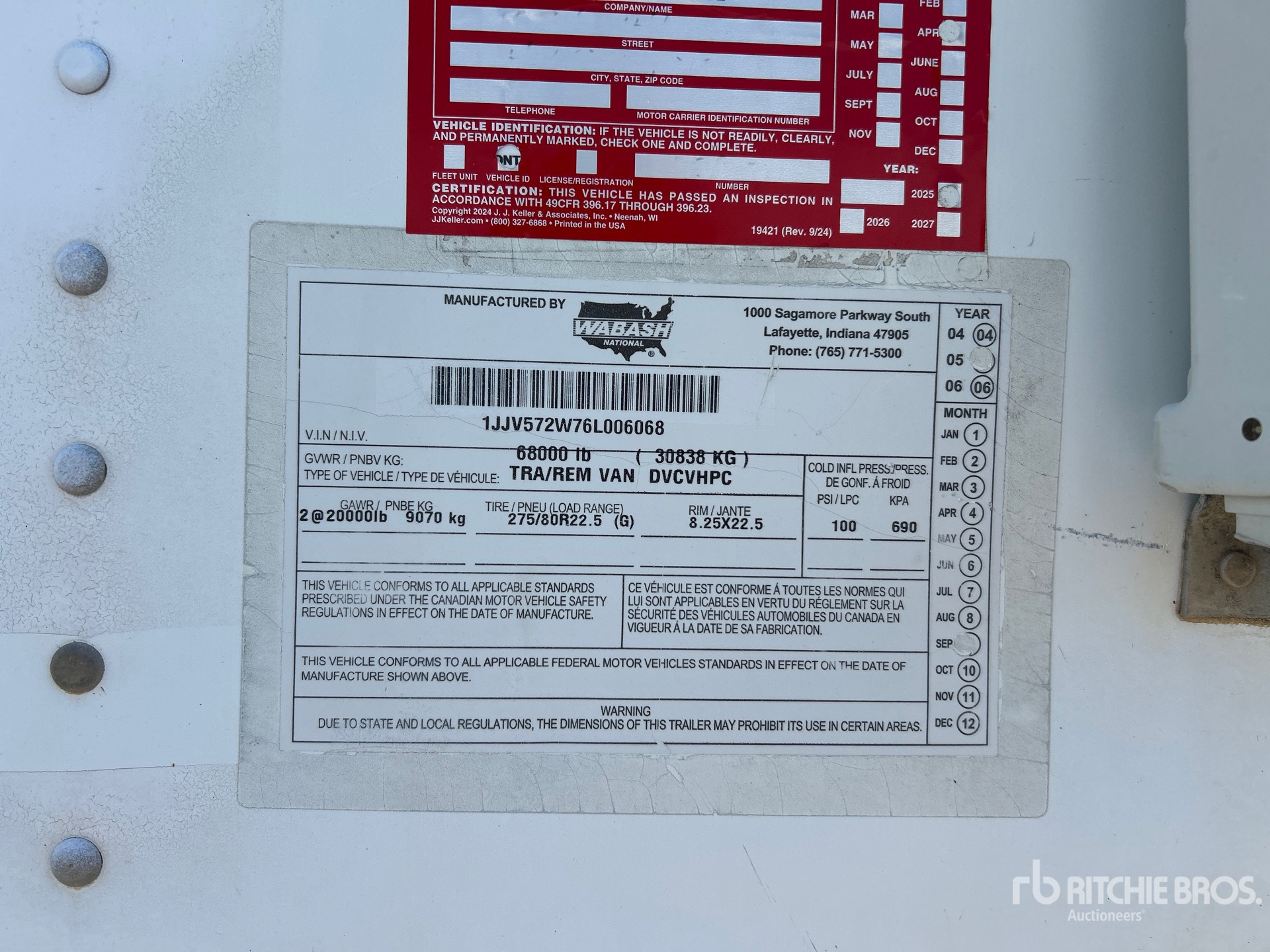 General Appearance with Serial Number / VIN