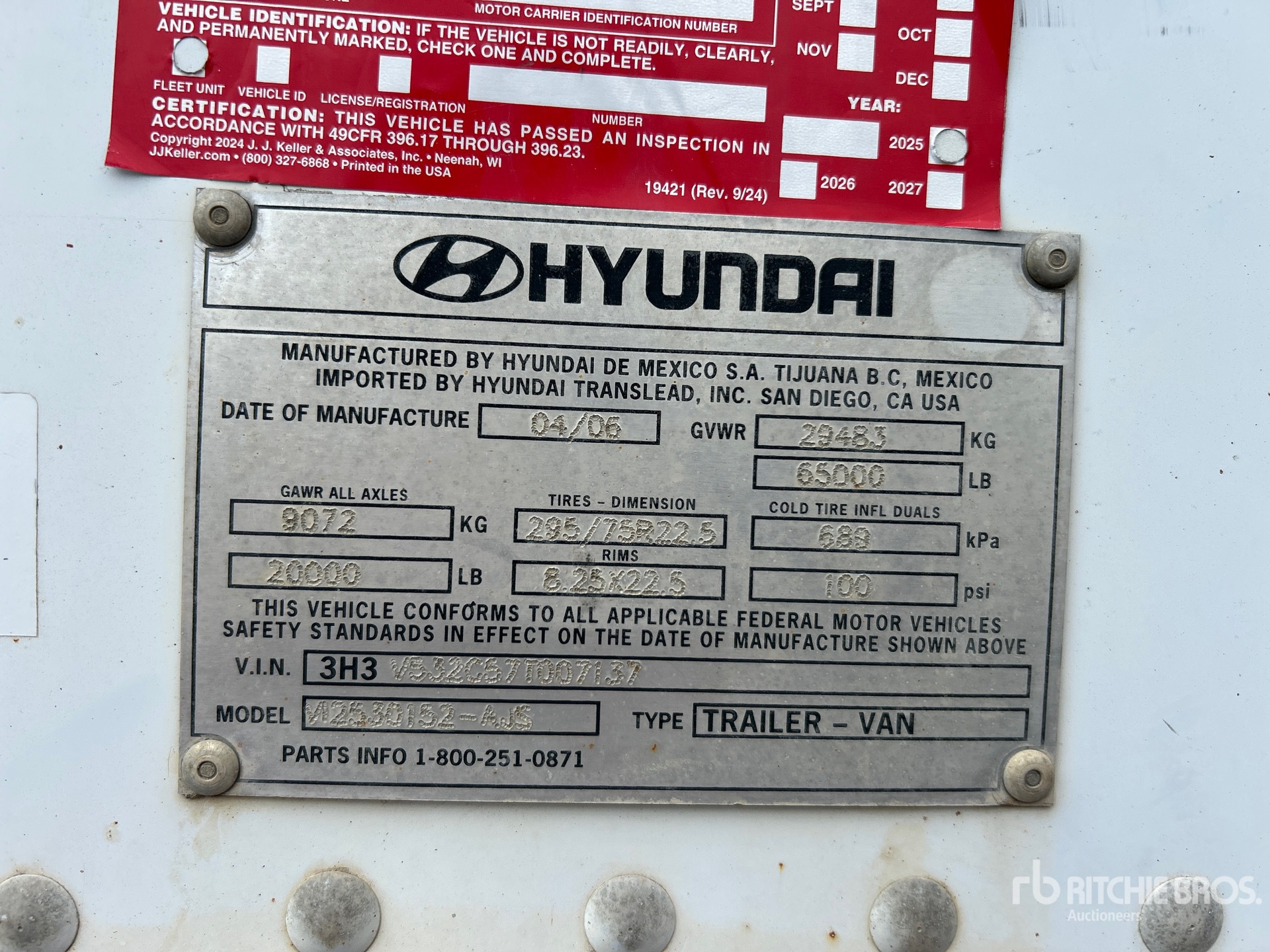 General Appearance with Serial Number / VIN