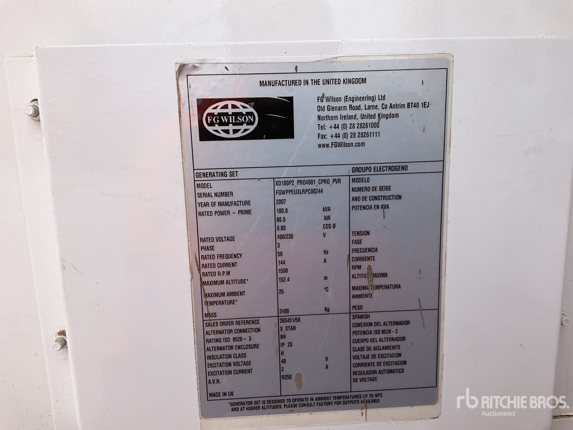 General Appearance with Serial Number / VIN