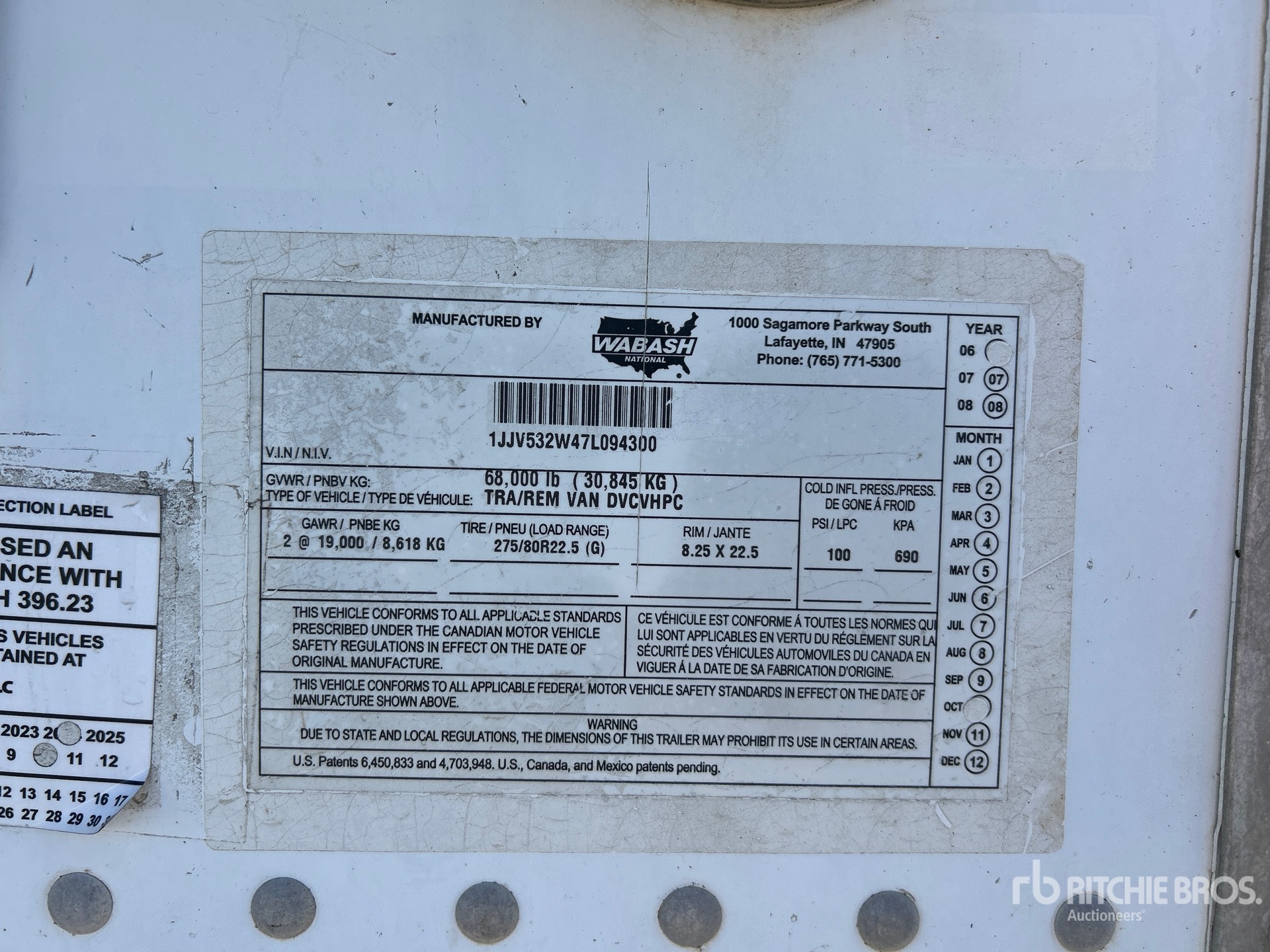 General Appearance with Serial Number / VIN