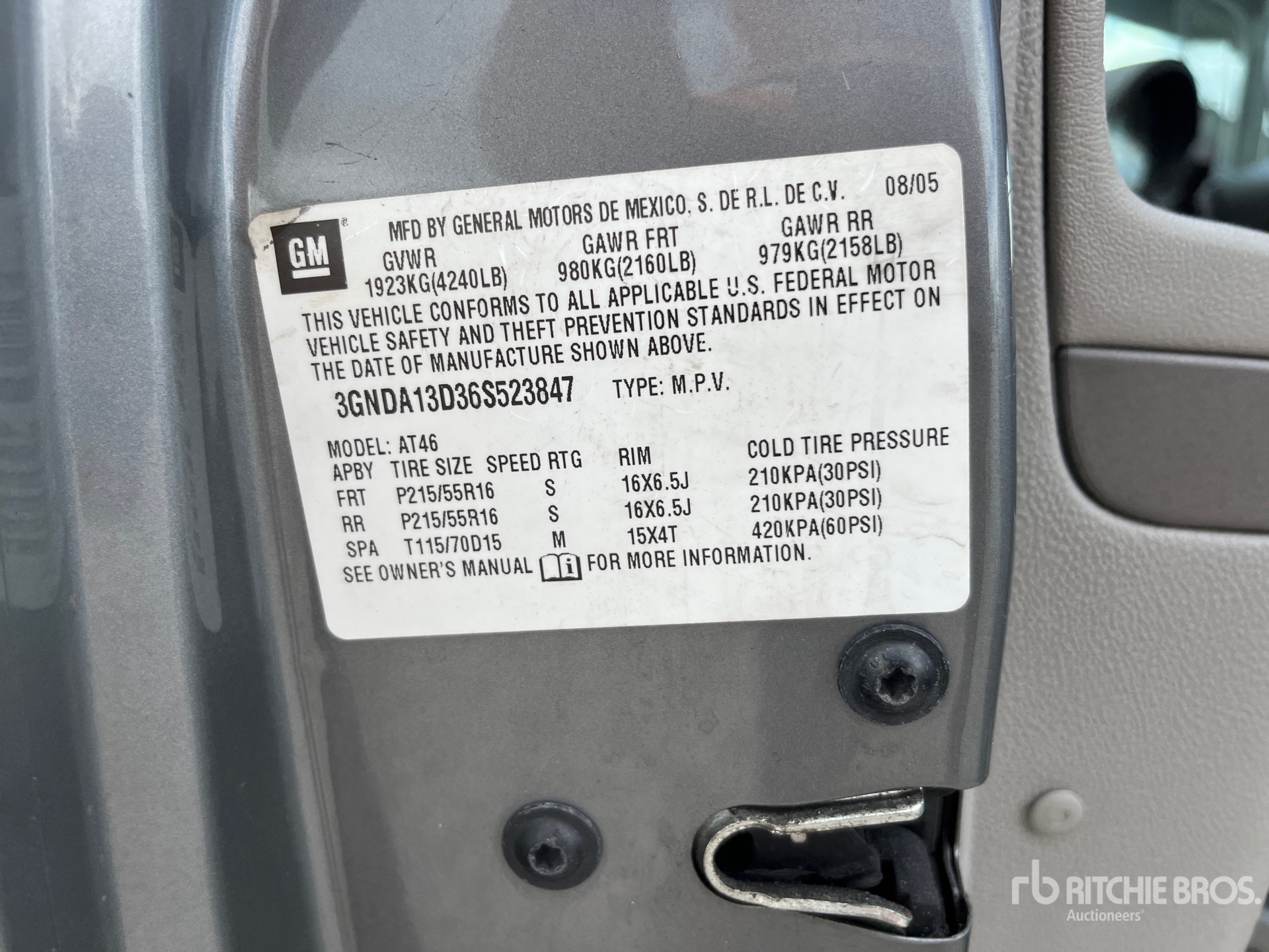 General Appearance with Serial Number / VIN