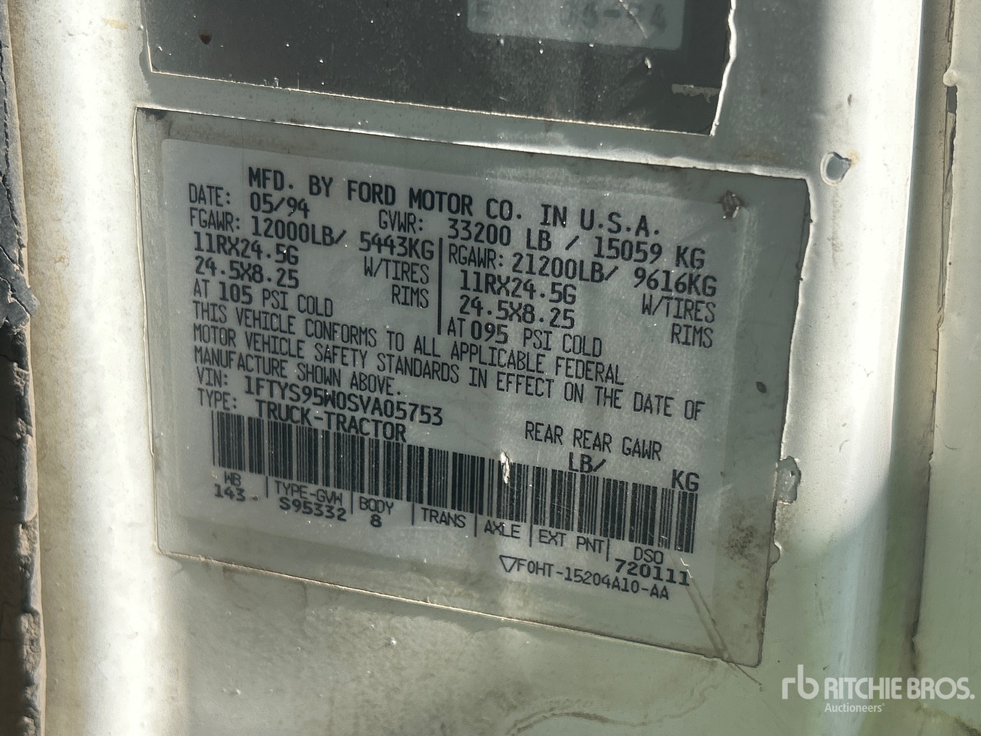 General Appearance with Serial Number / VIN