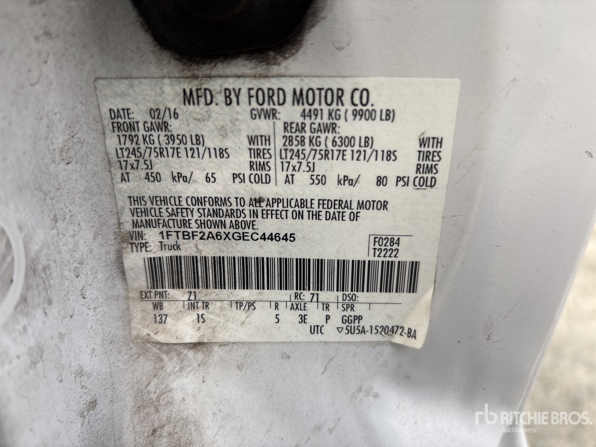 General Appearance with Serial Number / VIN