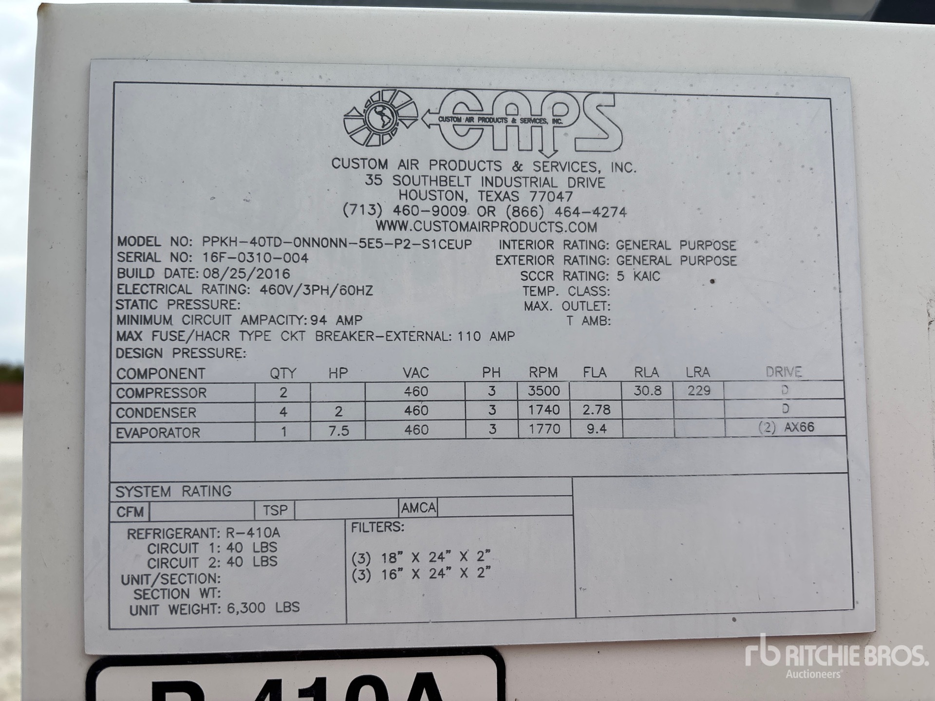 General Appearance with Serial Number / VIN