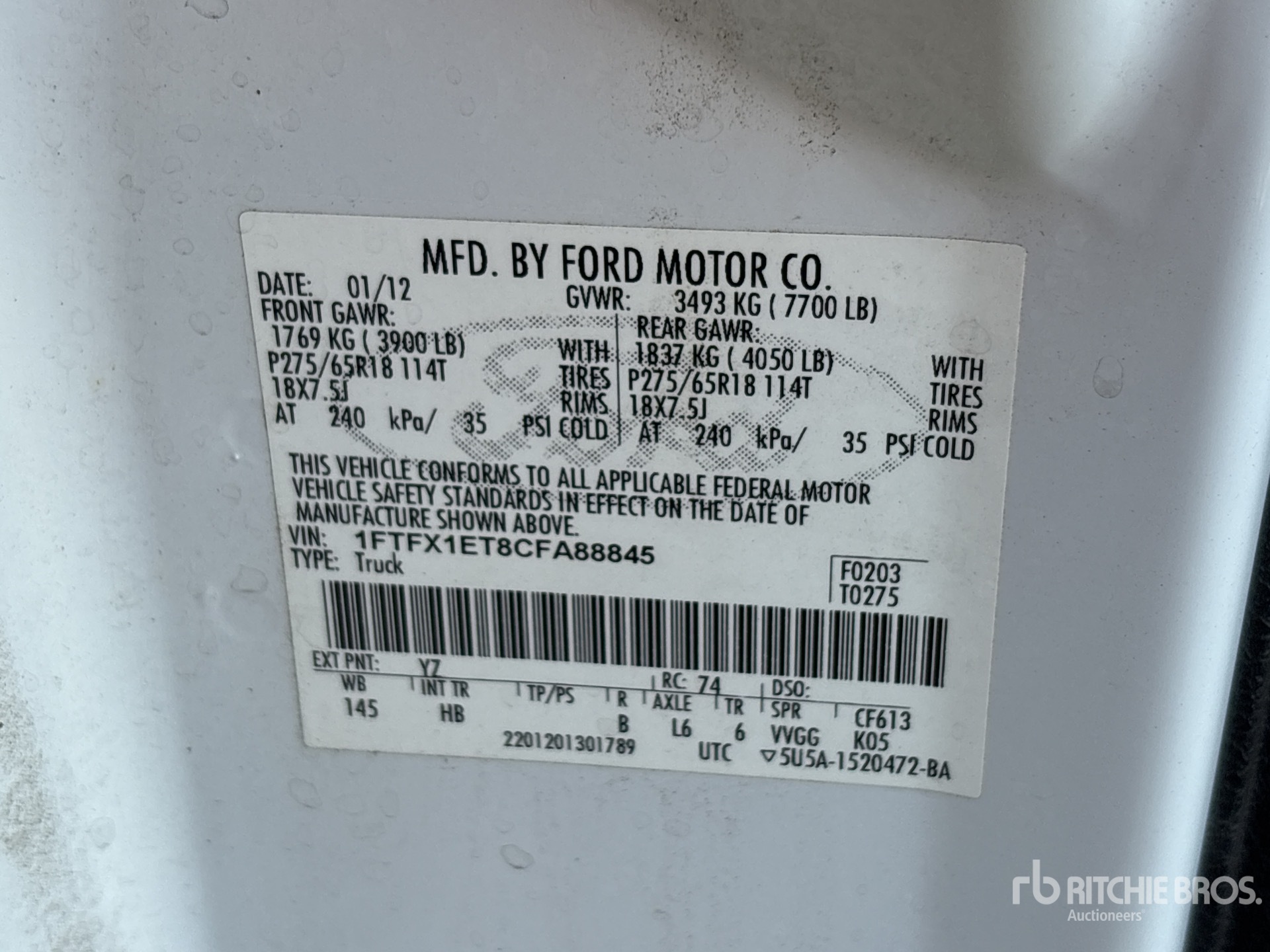 General Appearance with Serial Number / VIN