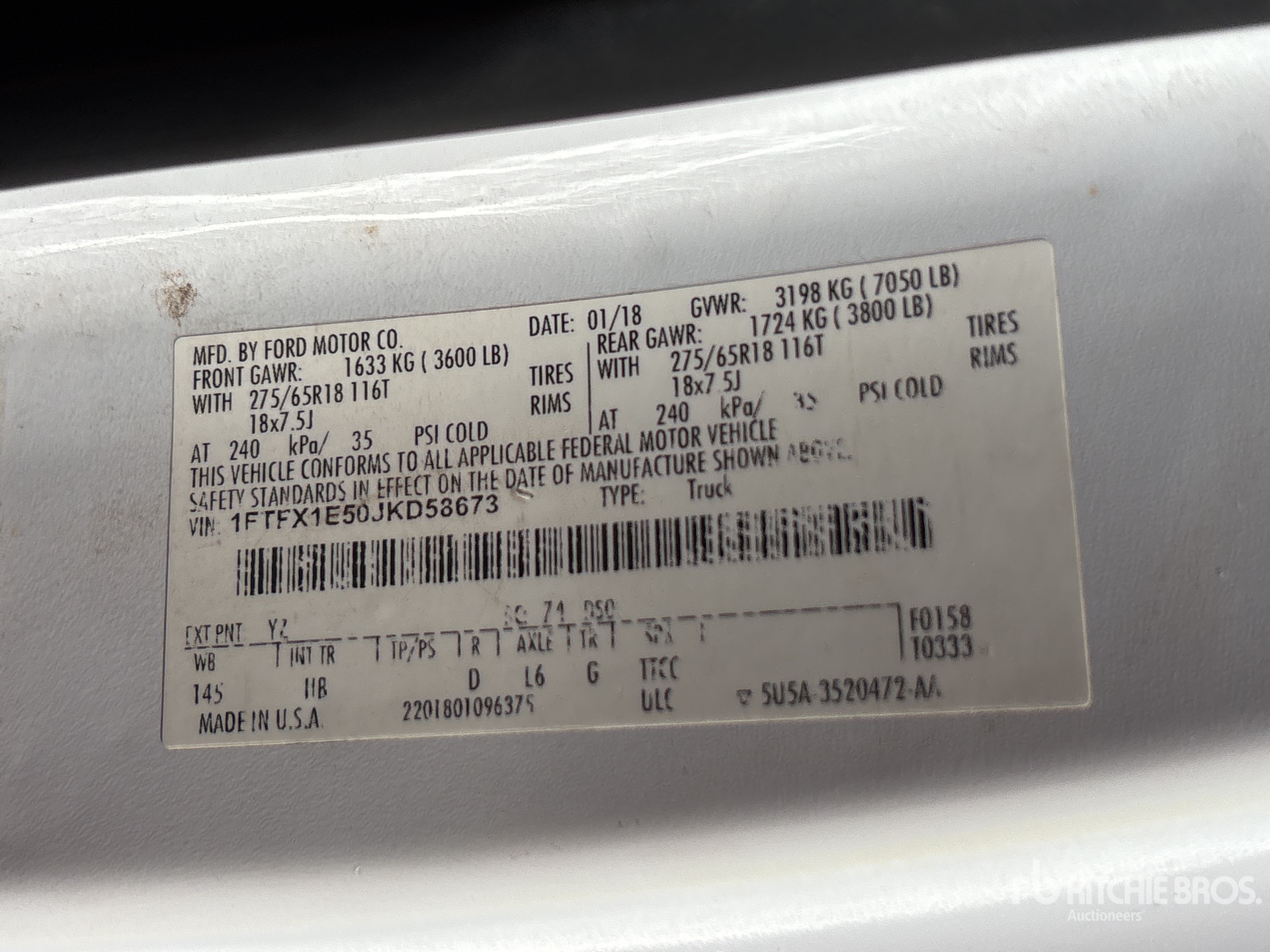General Appearance with Serial Number / VIN