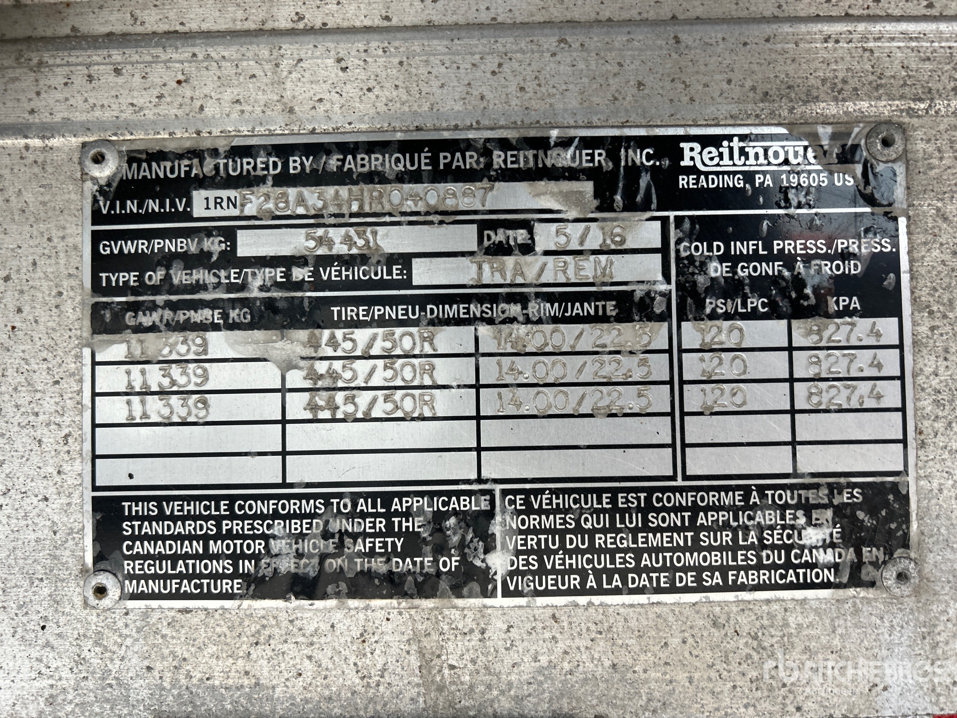 General Appearance with Serial Number / VIN