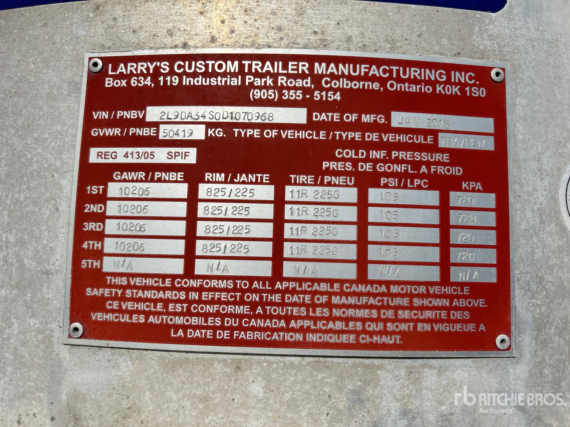 General Appearance with Serial Number / VIN
