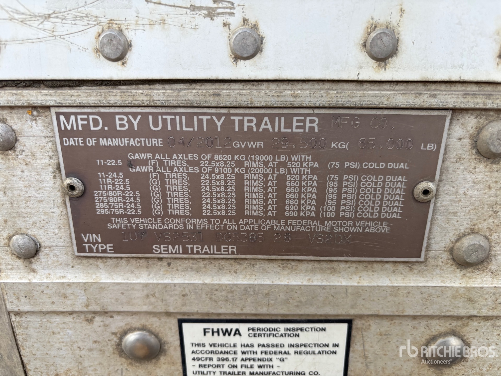 General Appearance with Serial Number / VIN
