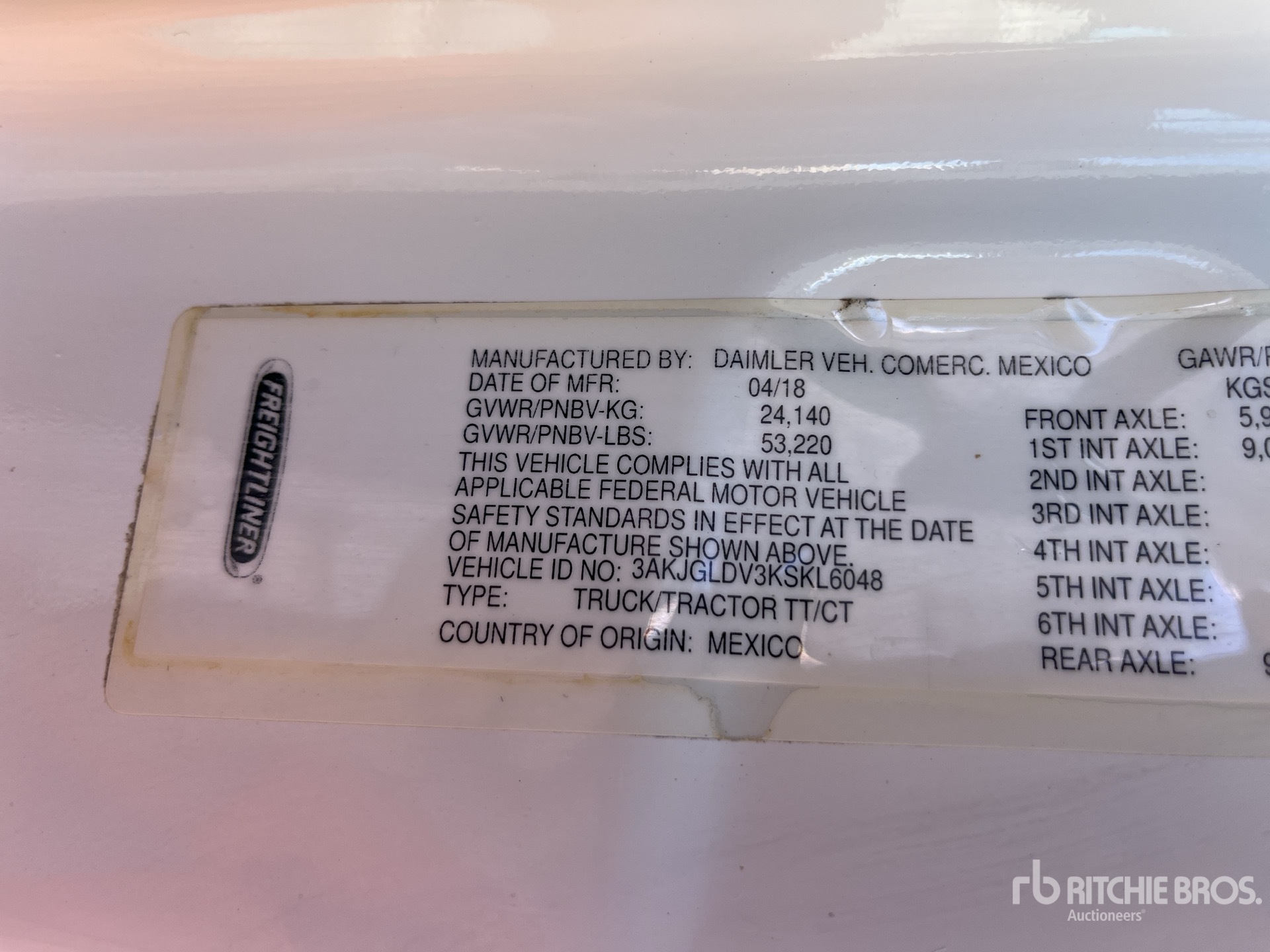 General Appearance with Serial Number / VIN