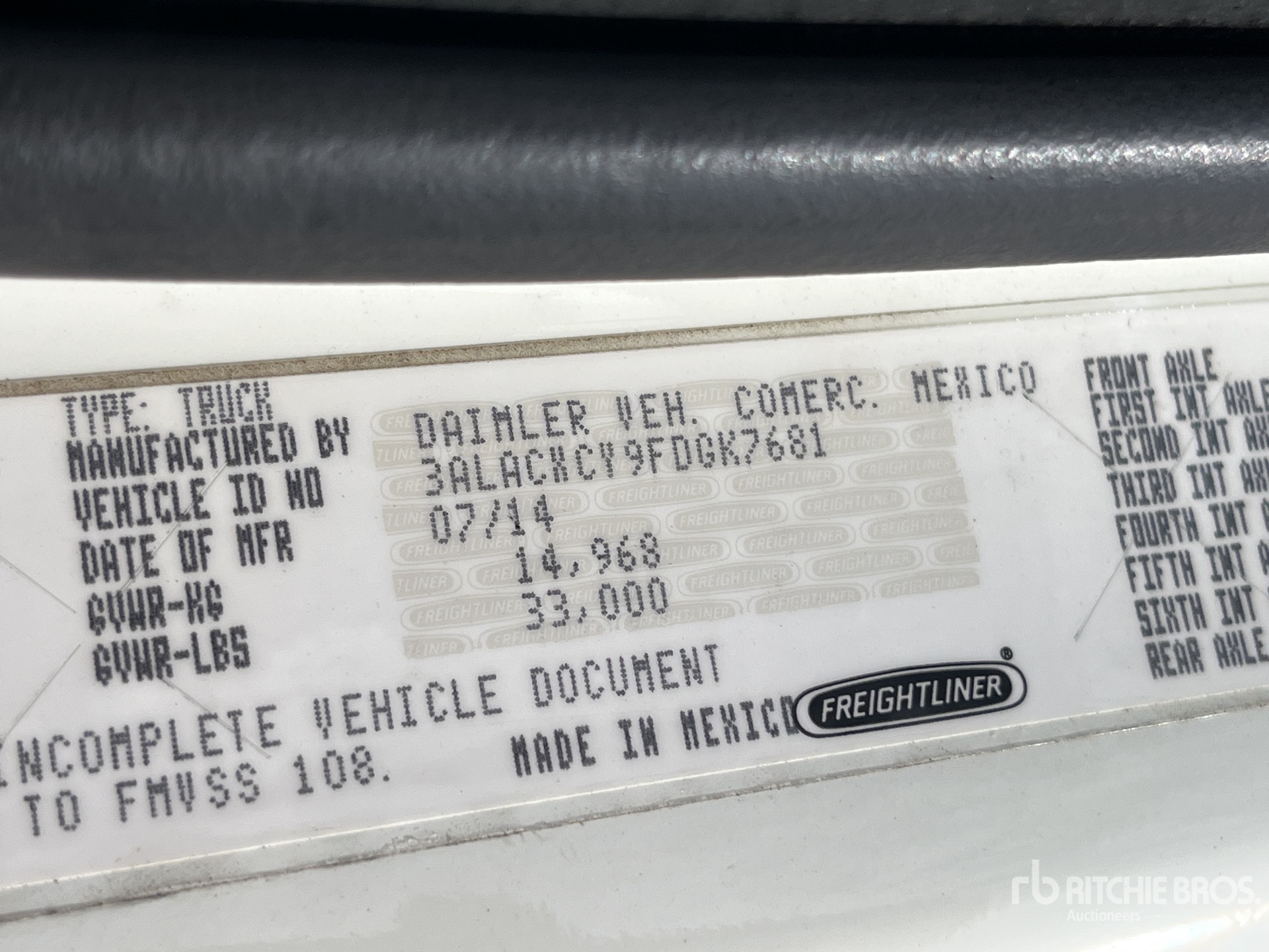 General Appearance with Serial Number / VIN