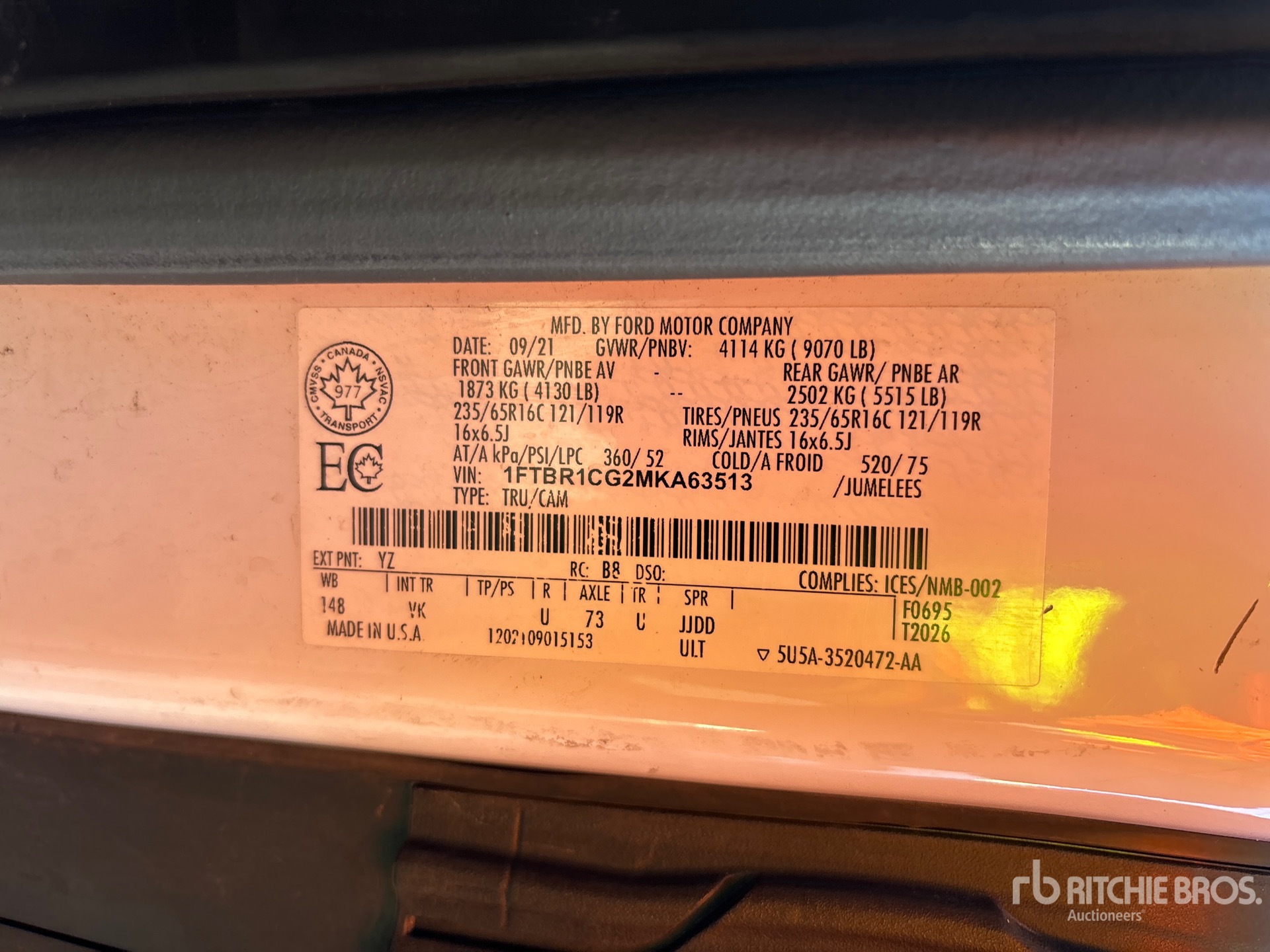 General Appearance with Serial Number / VIN