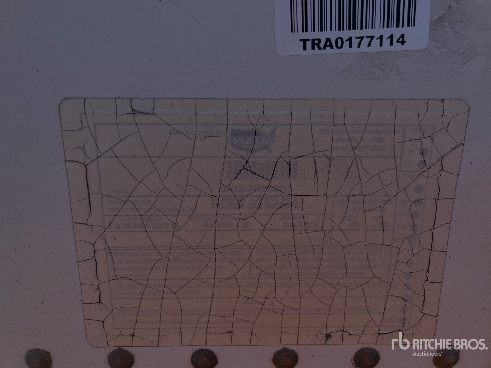 General Appearance with Serial Number / VIN