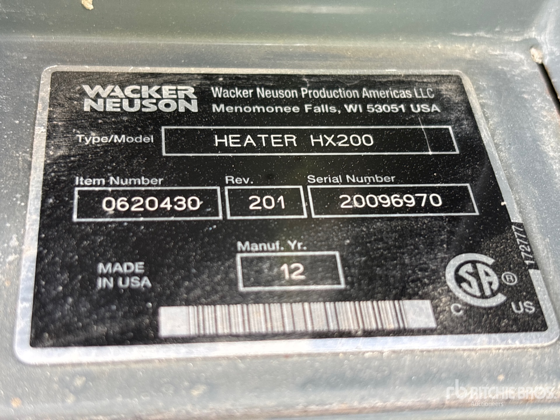 General Appearance with Serial Number / VIN