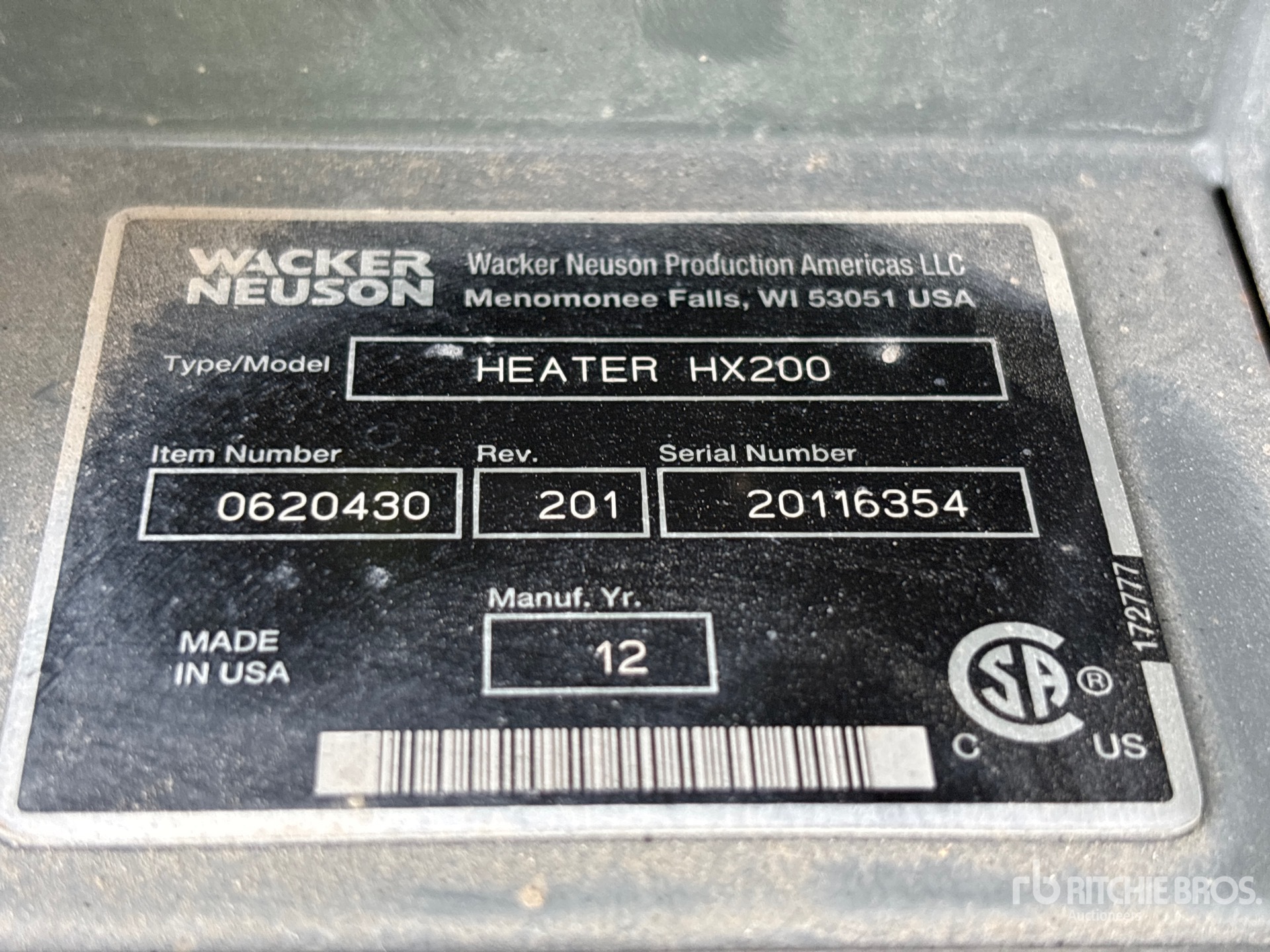 General Appearance with Serial Number / VIN
