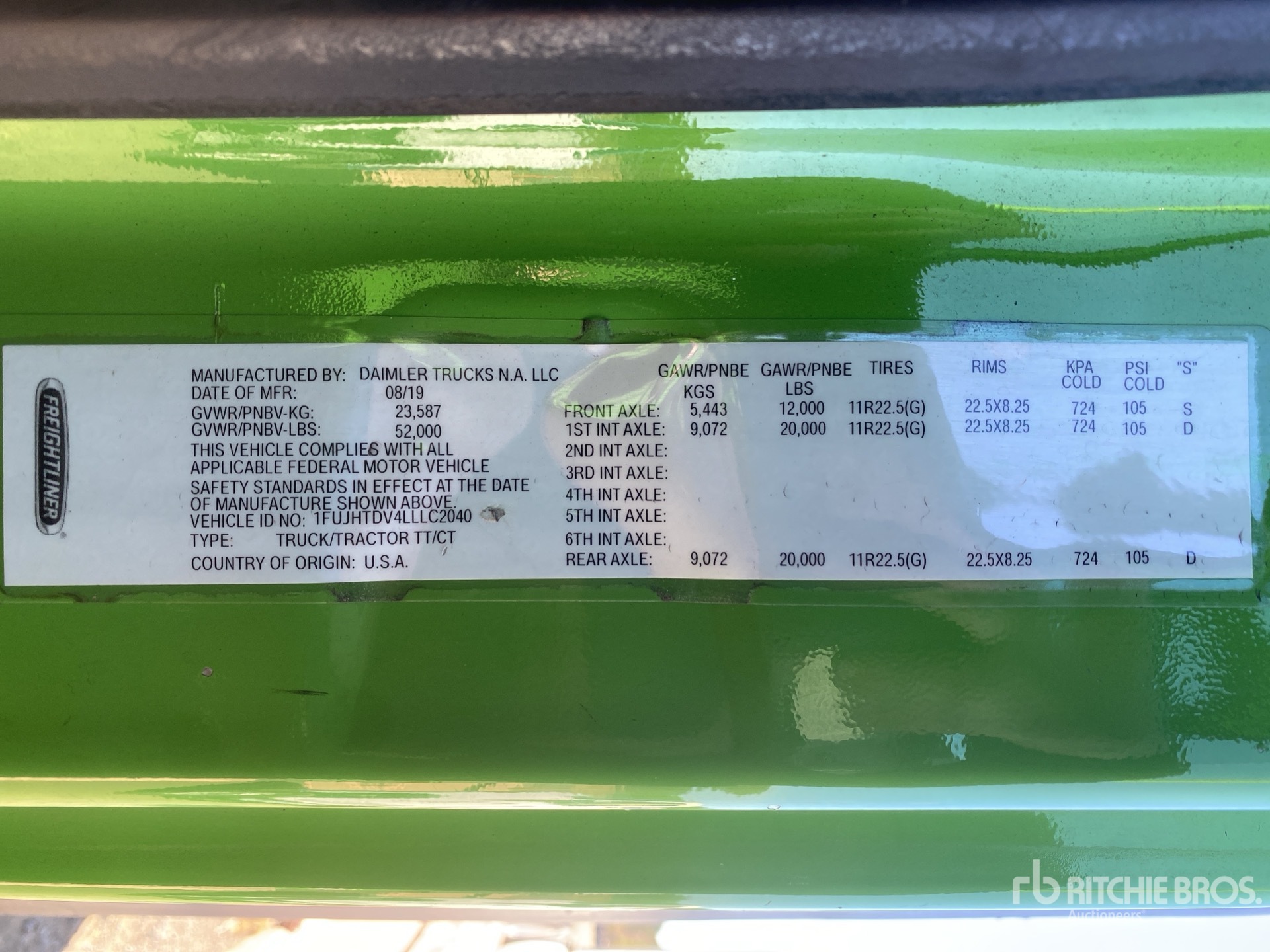 General Appearance with Serial Number / VIN