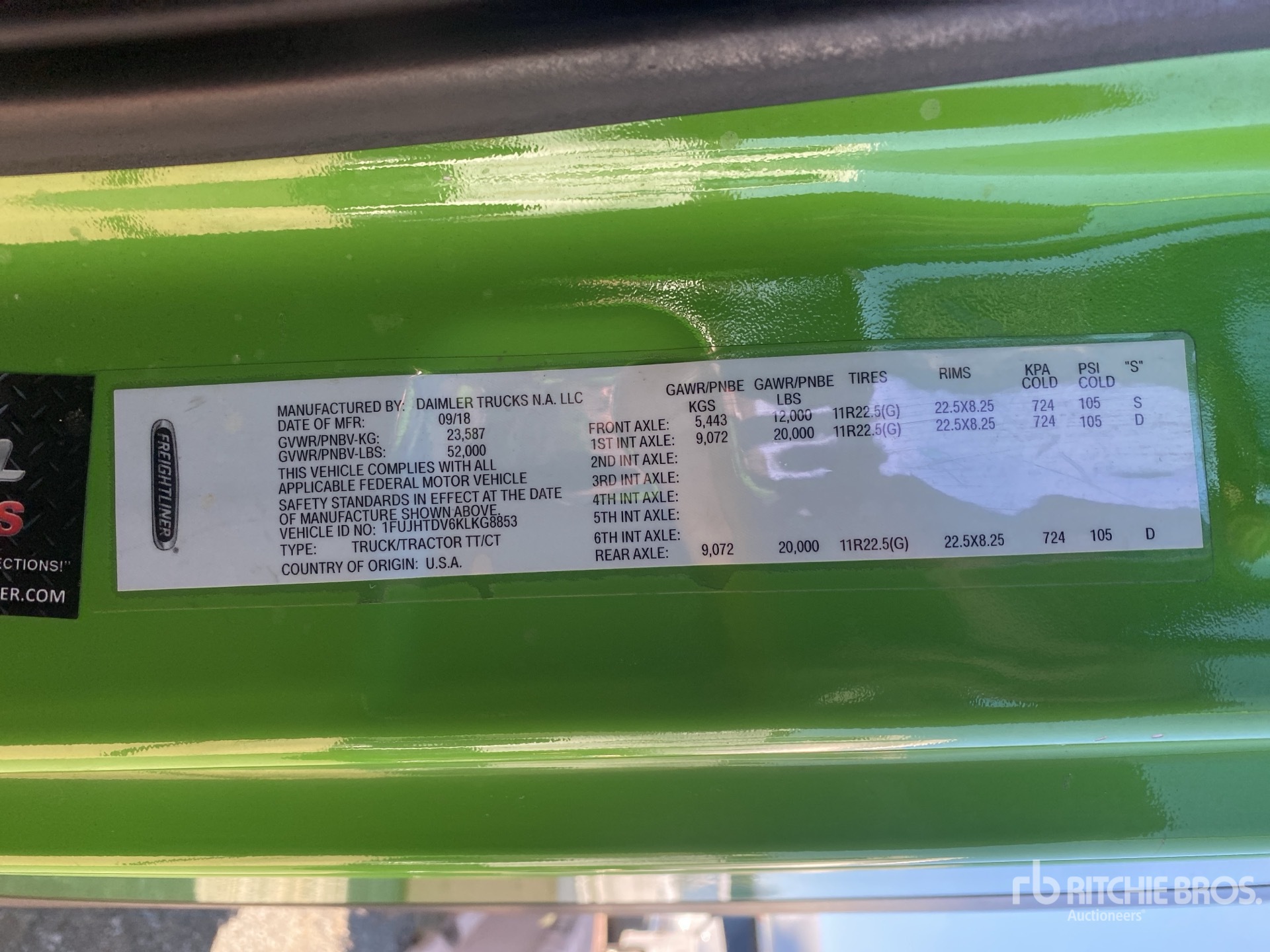 General Appearance with Serial Number / VIN