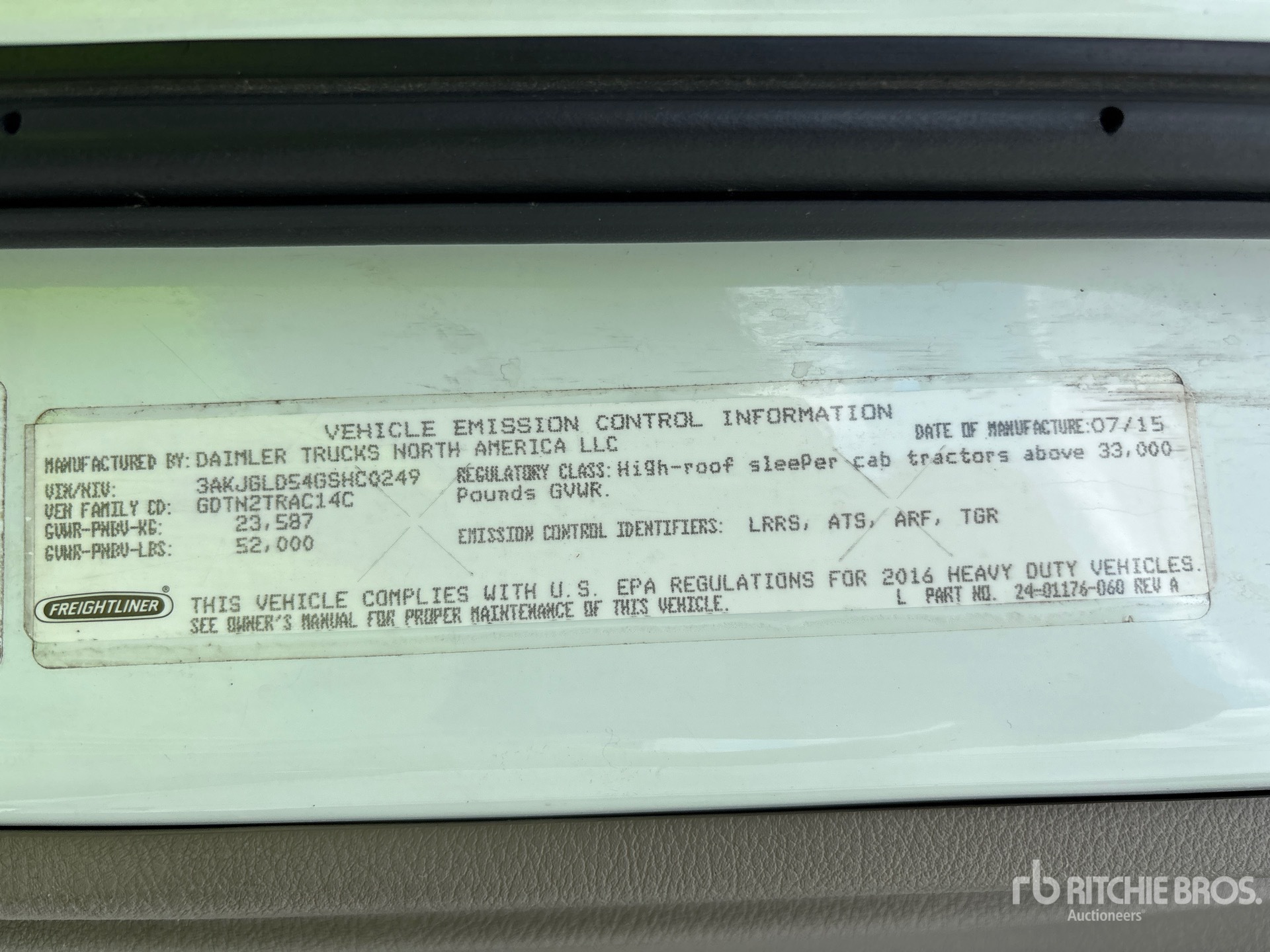 General Appearance with Serial Number / VIN