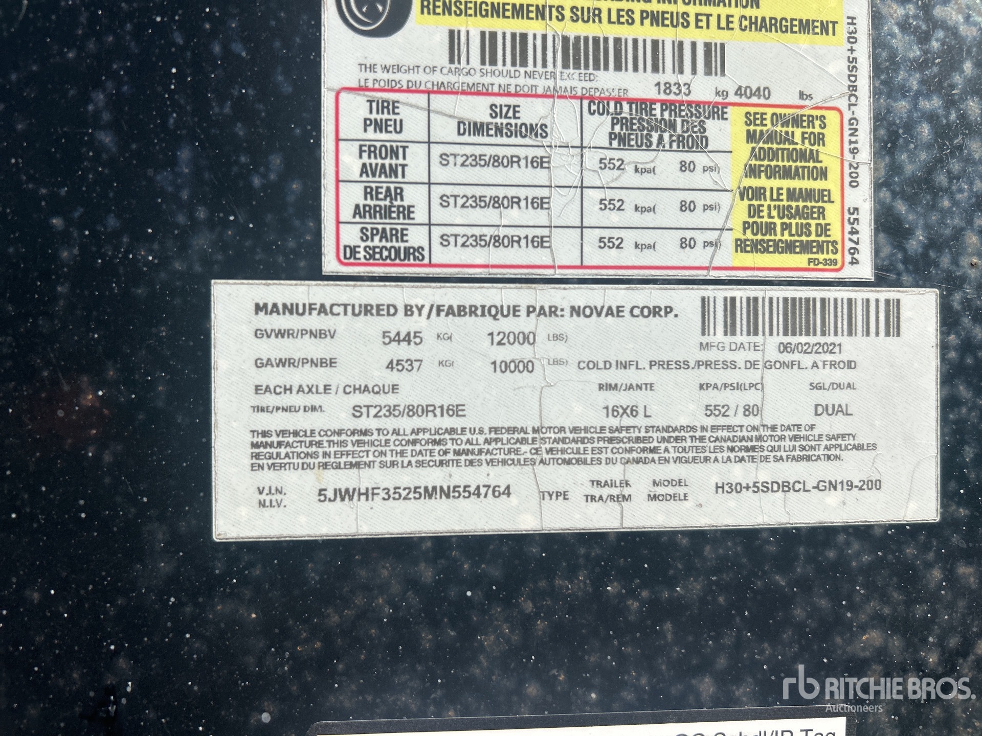 General Appearance with Serial Number / VIN