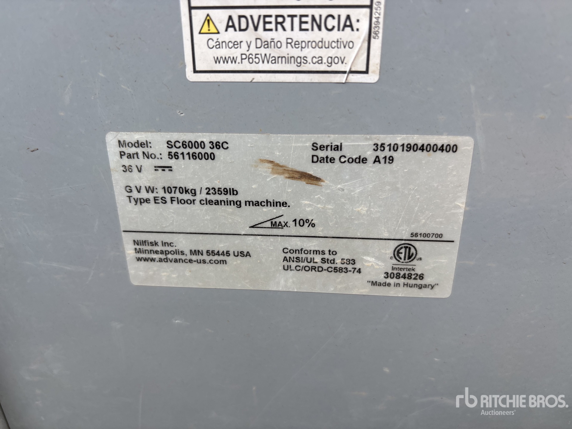General Appearance with Serial Number / VIN