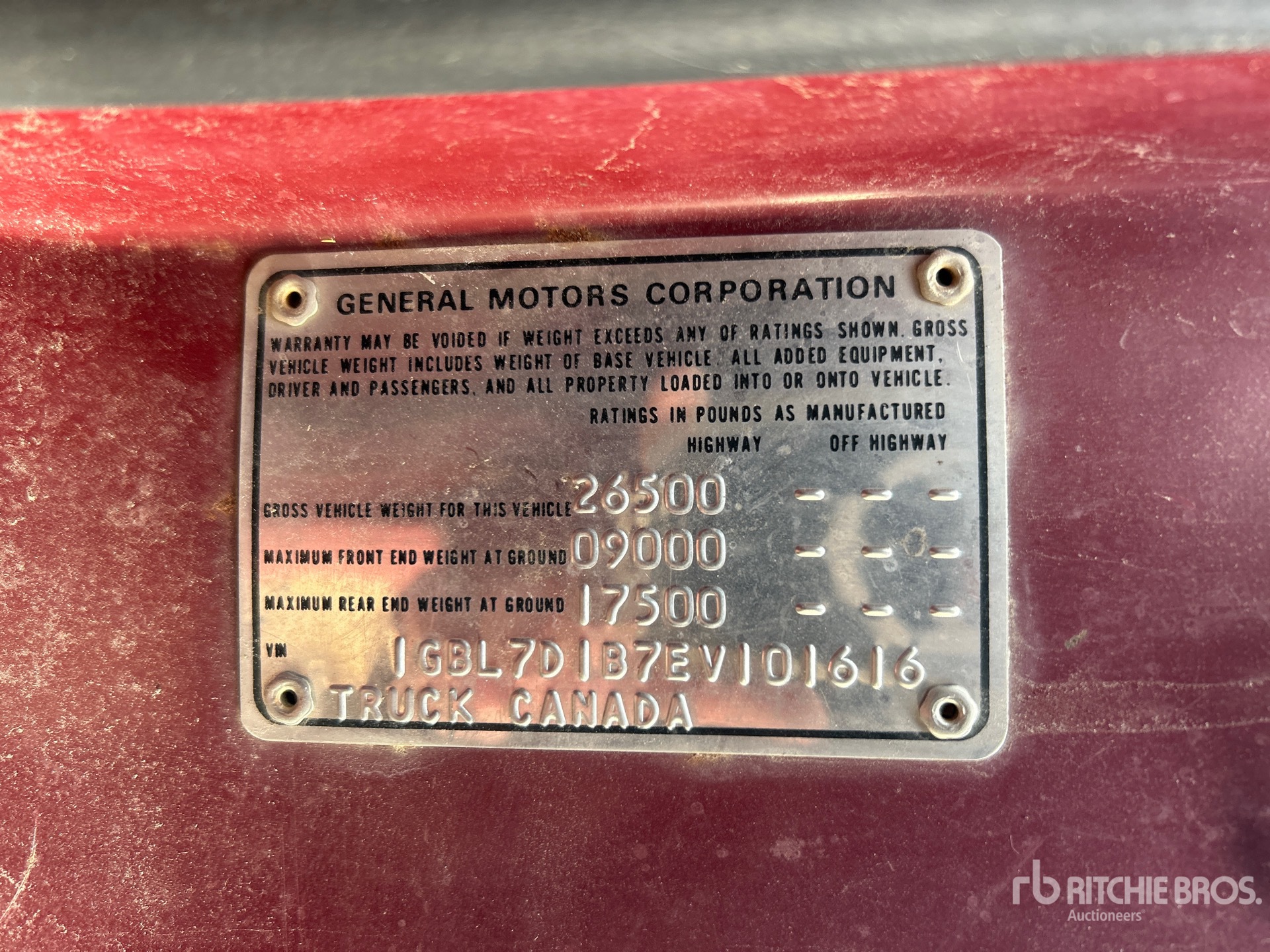 General Appearance with Serial Number / VIN