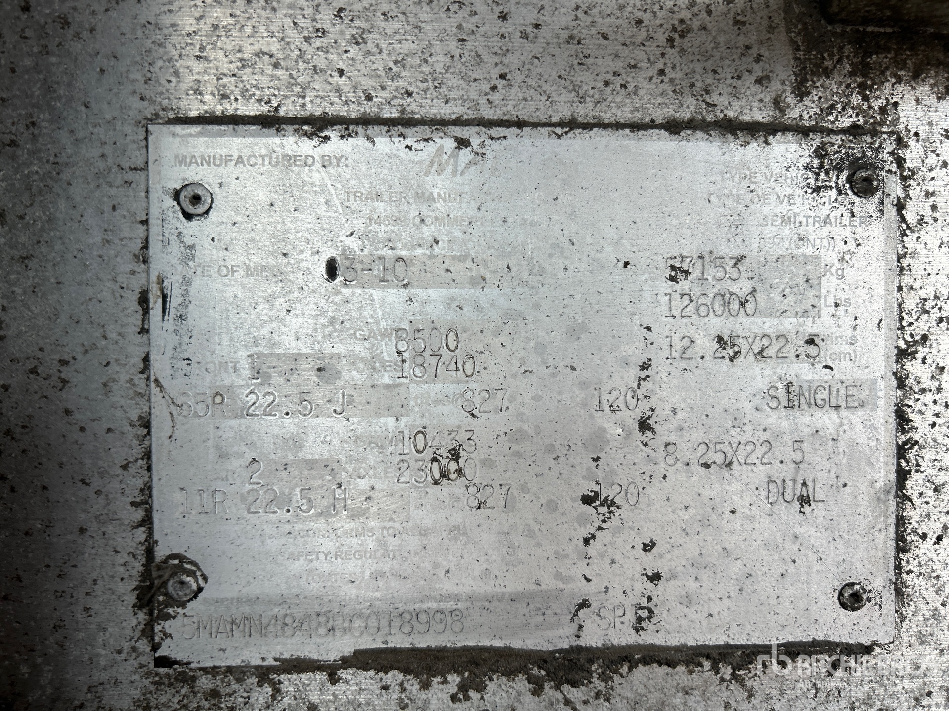 General Appearance with Serial Number / VIN
