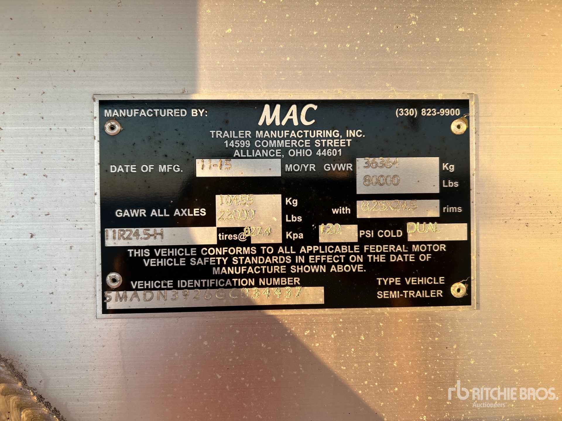 General Appearance with Serial Number / VIN