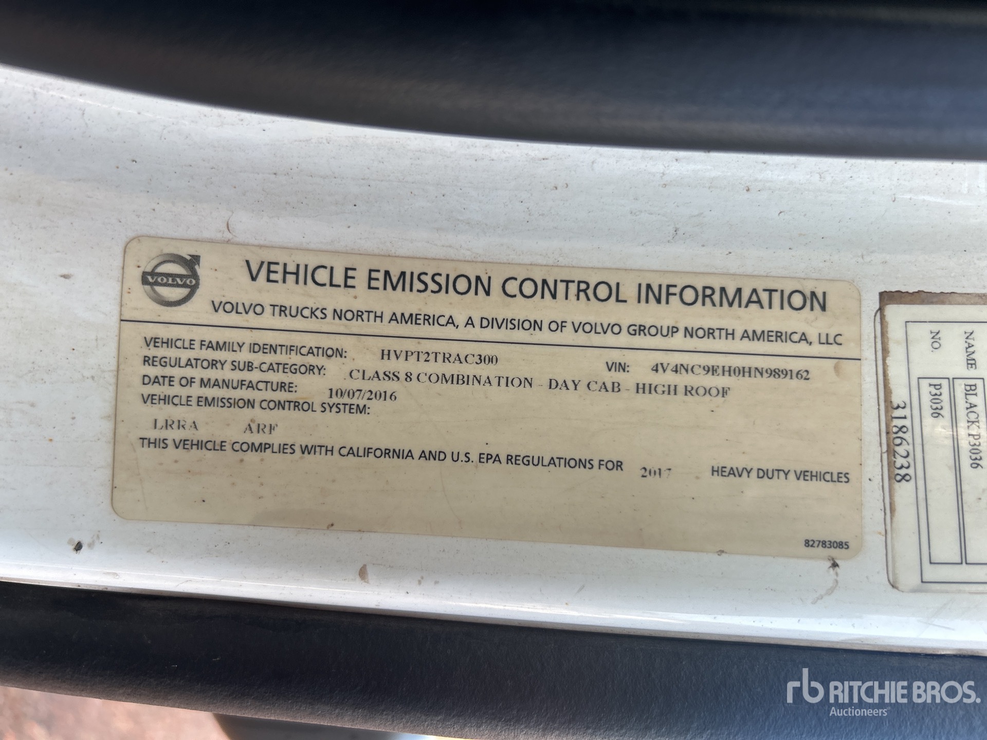 General Appearance with Serial Number / VIN