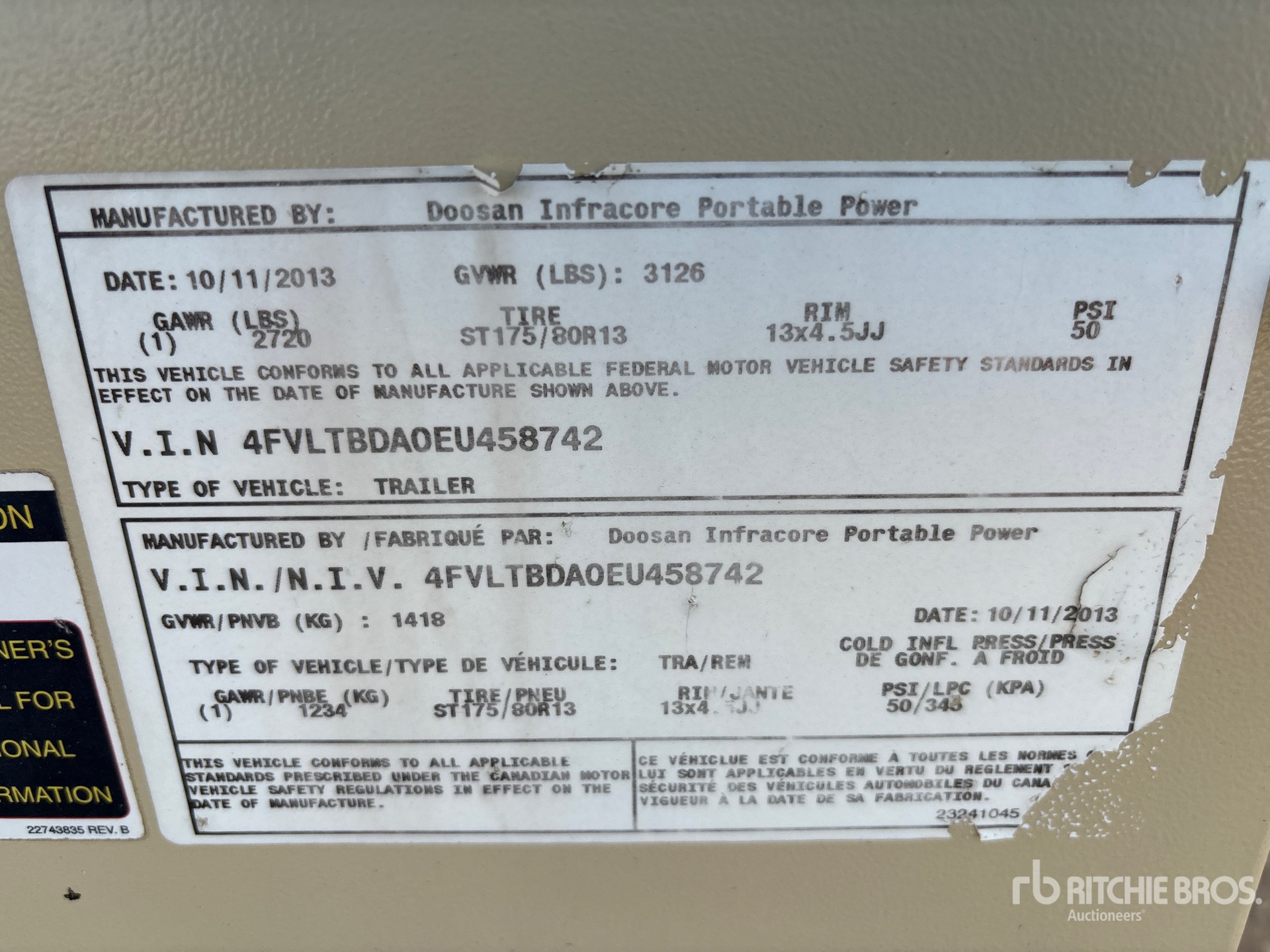 General Appearance with Serial Number / VIN