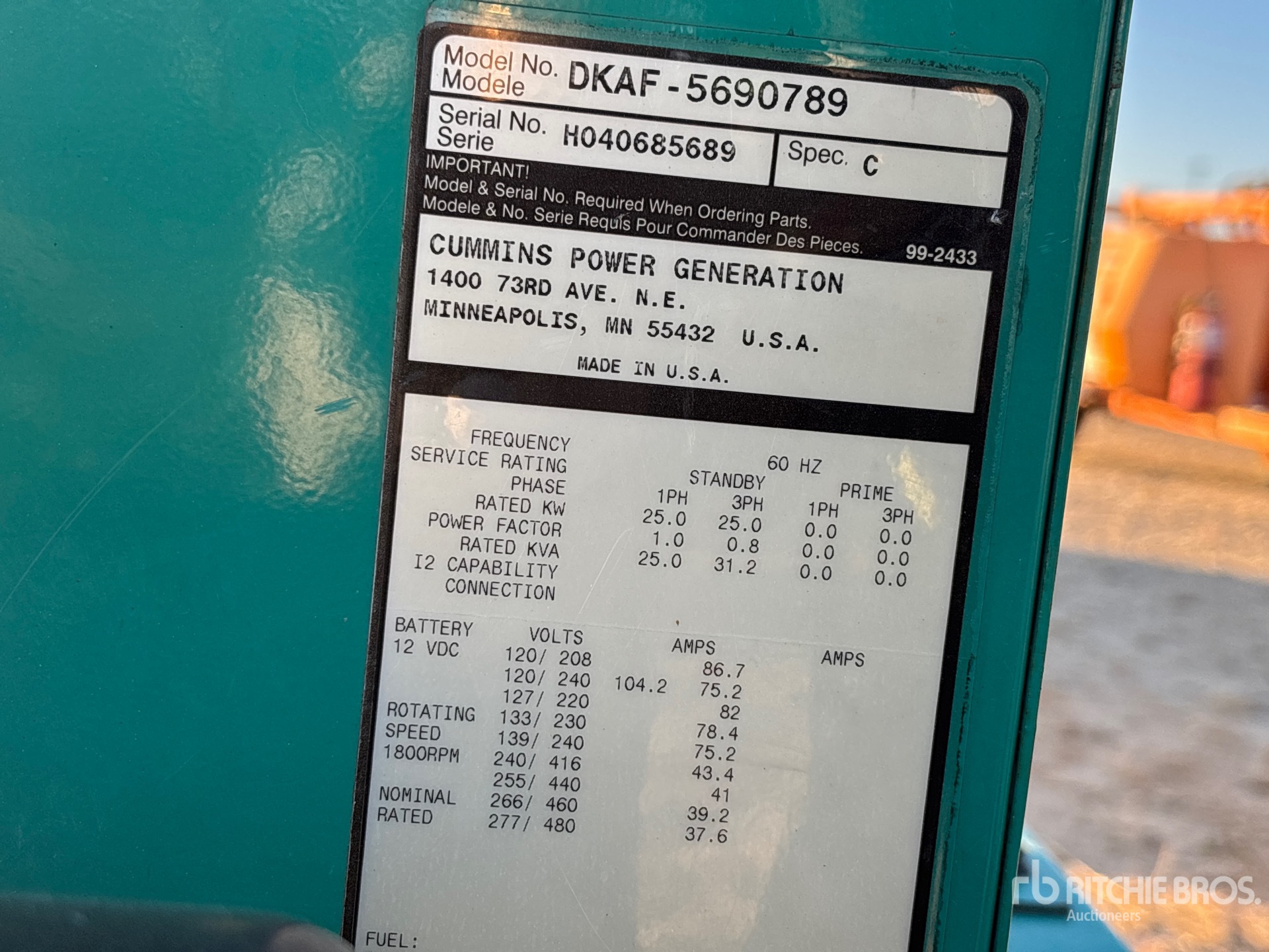 General Appearance with Serial Number / VIN