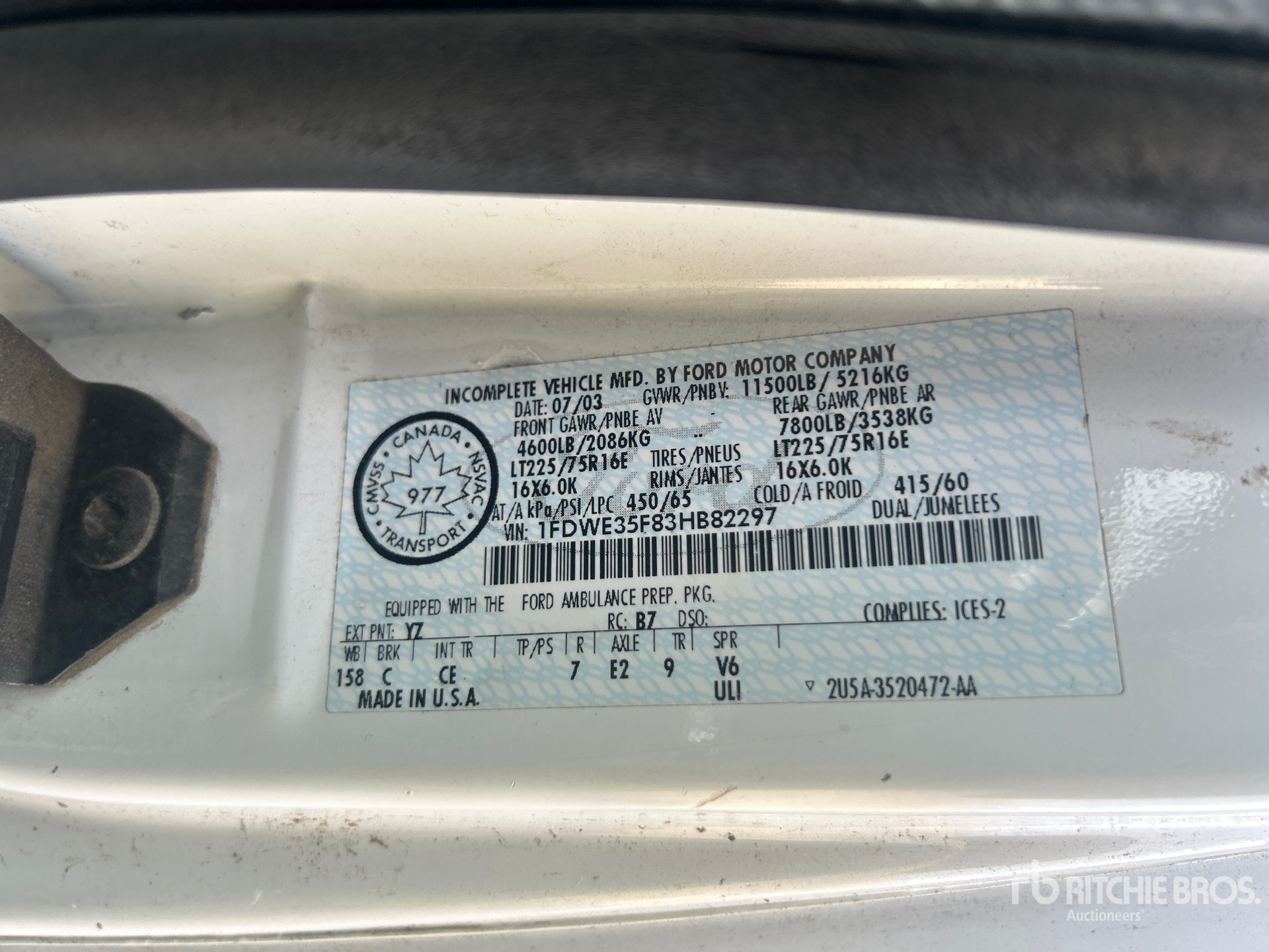 General Appearance with Serial Number / VIN