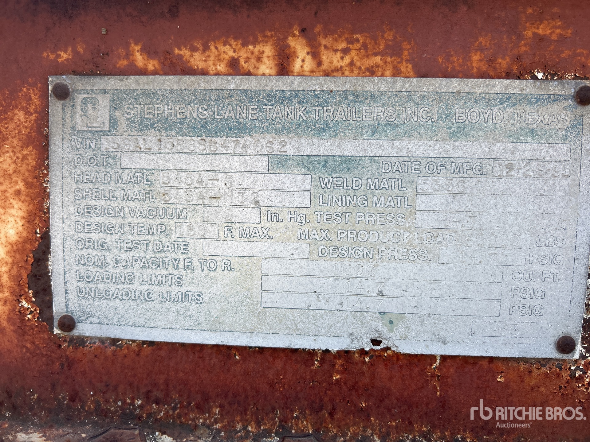General Appearance with Serial Number / VIN