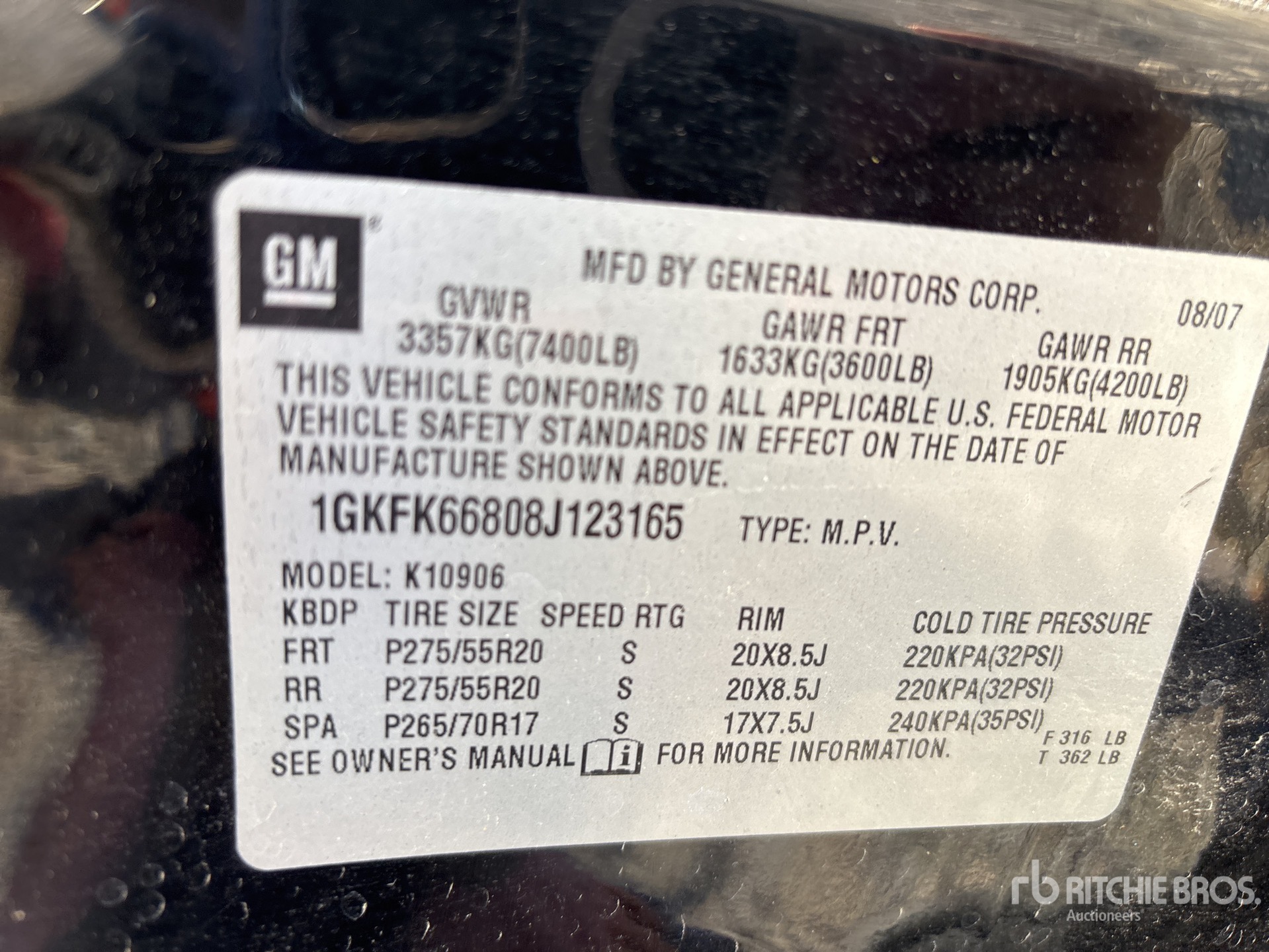 General Appearance with Serial Number / VIN