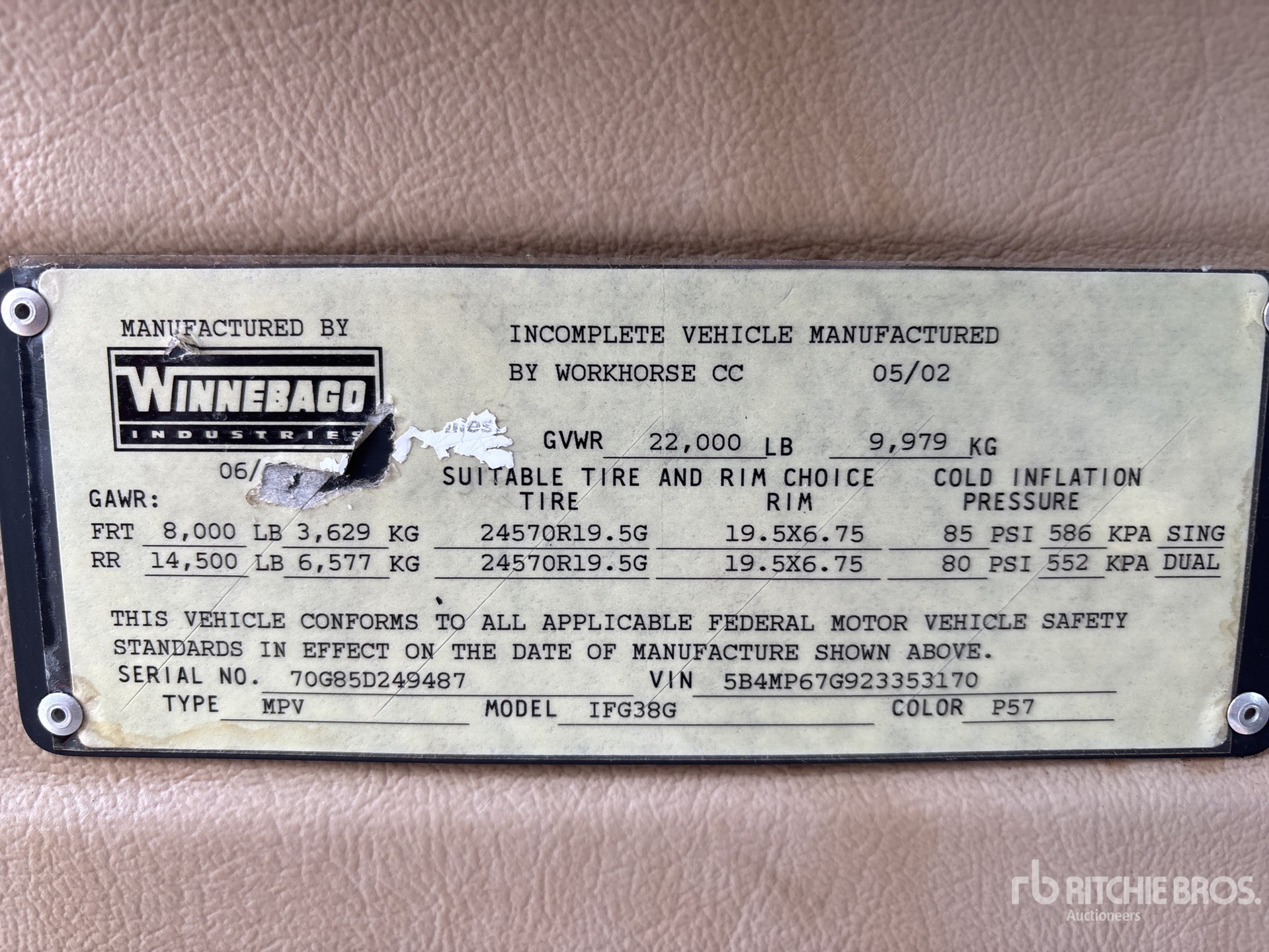 General Appearance with Serial Number / VIN