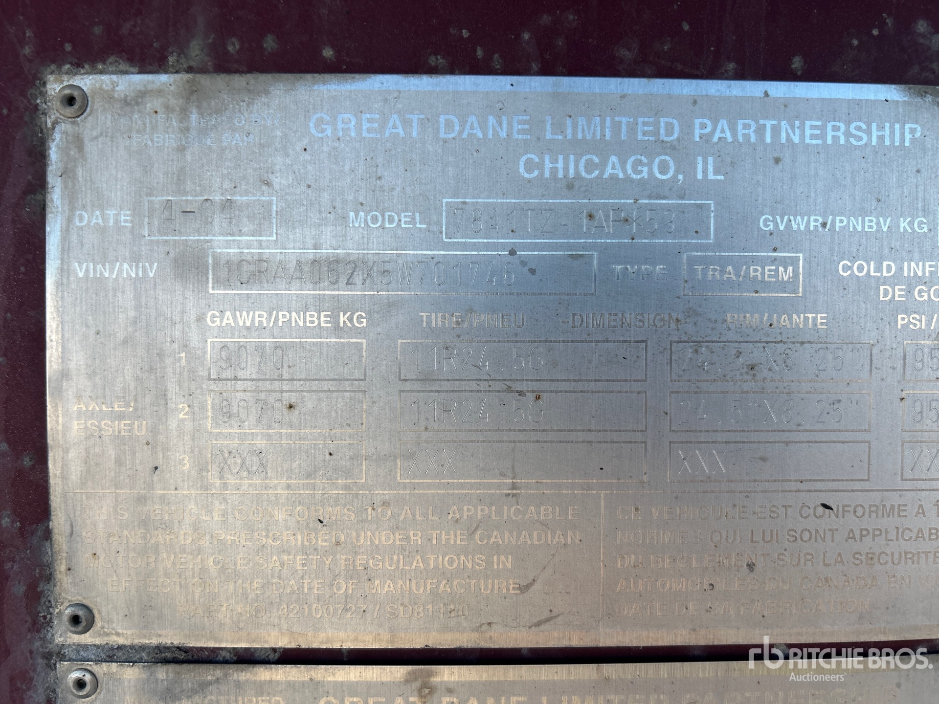 General Appearance with Serial Number / VIN