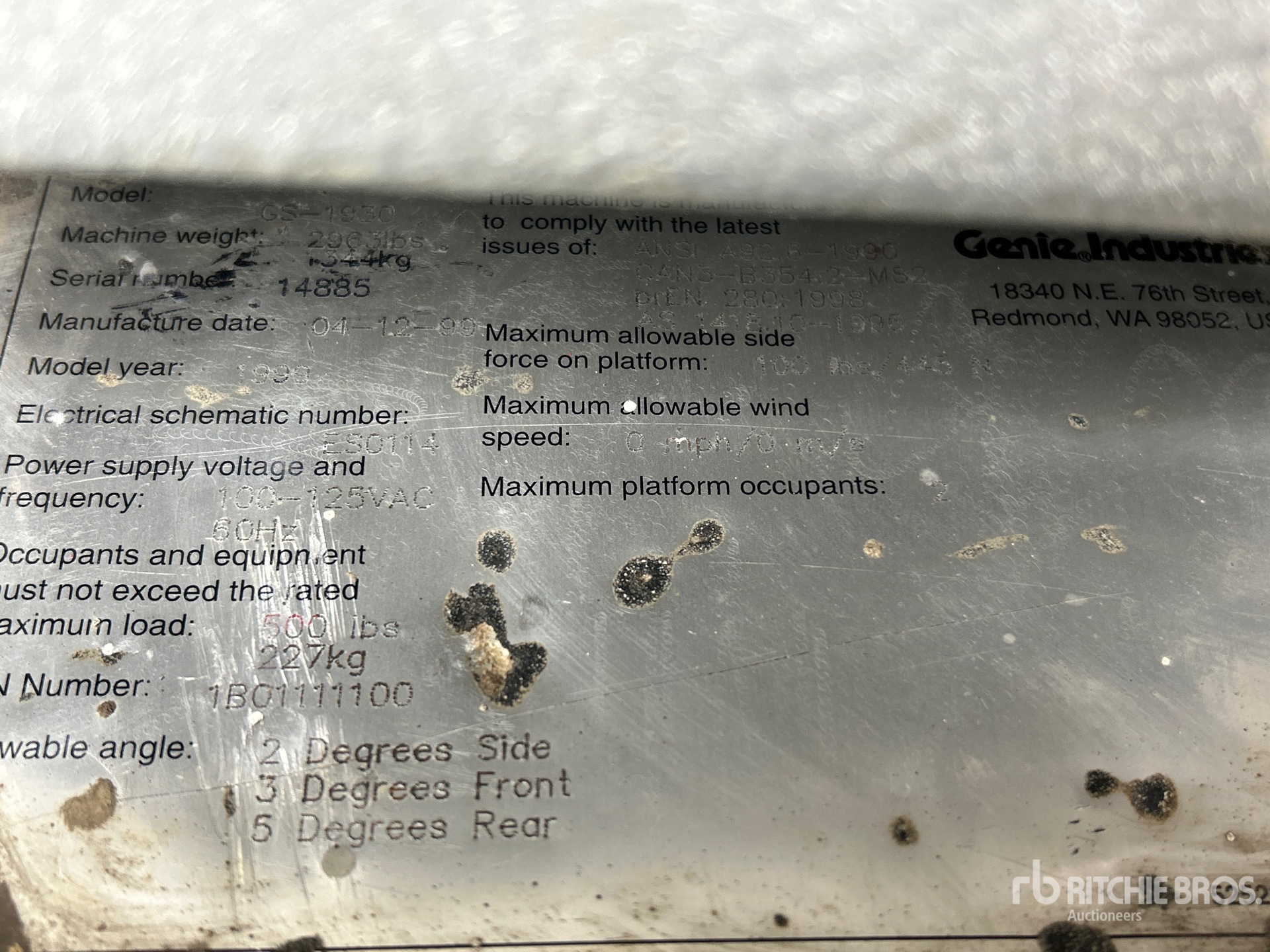 General Appearance with Serial Number / VIN