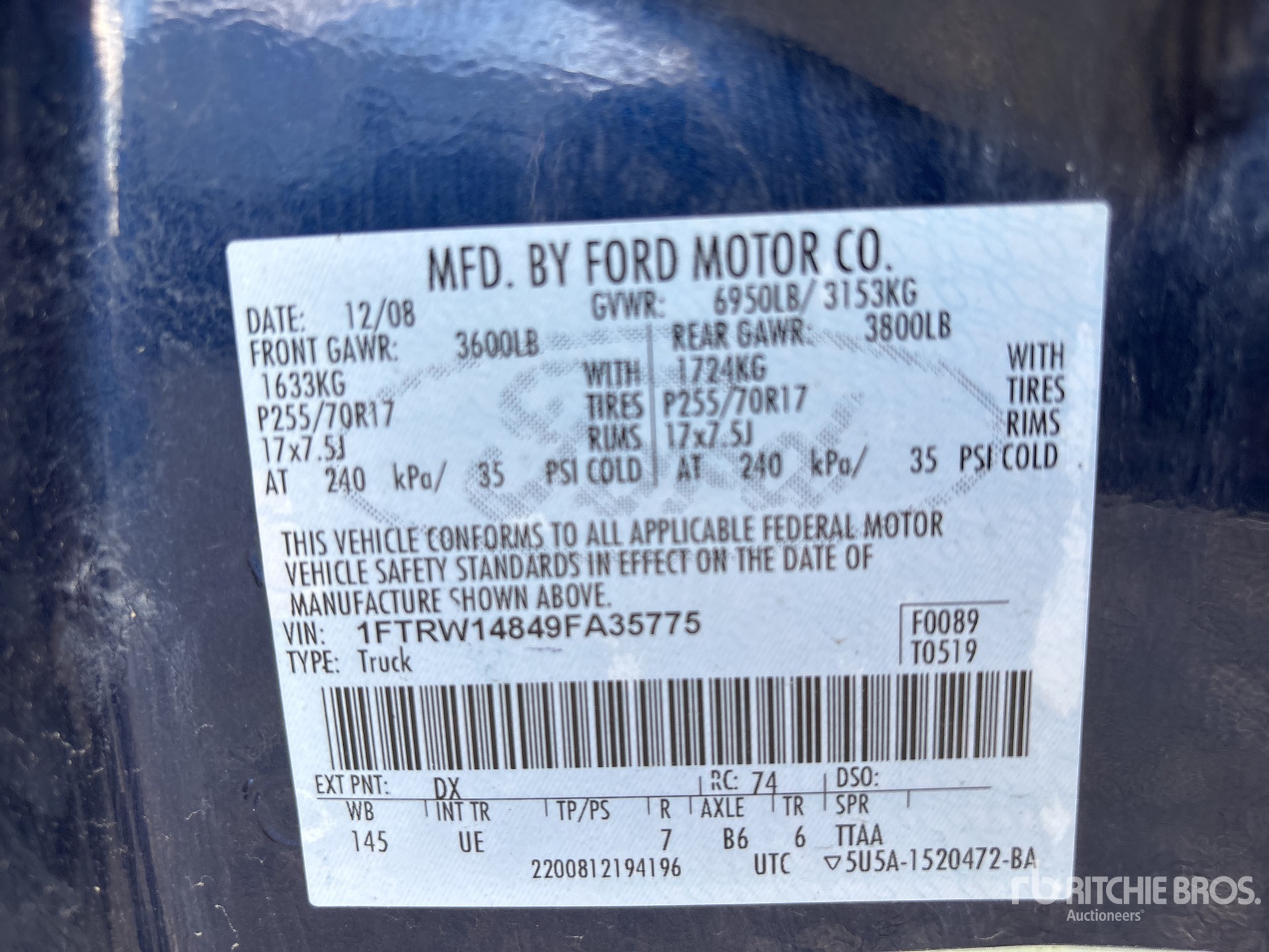 General Appearance with Serial Number / VIN