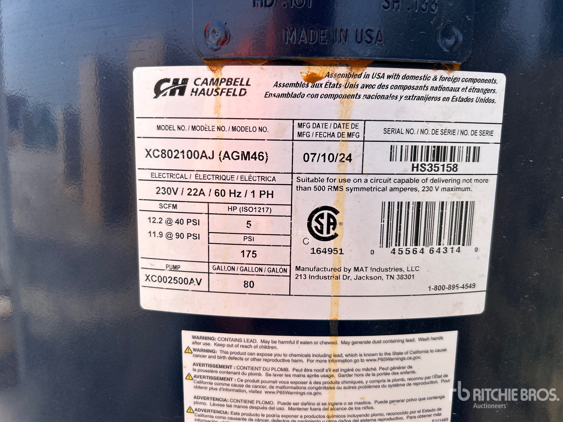 General Appearance with Serial Number / VIN