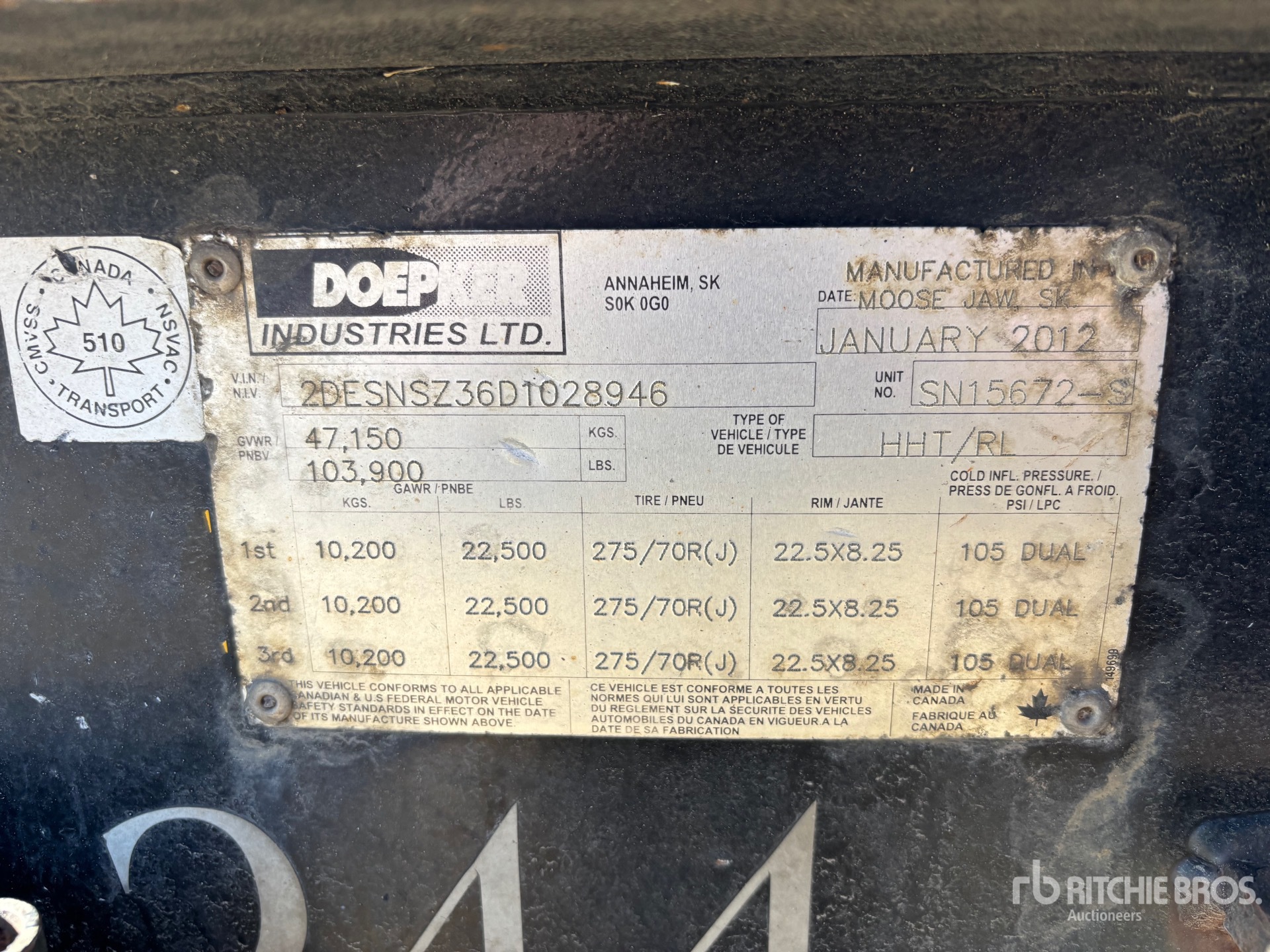 General Appearance with Serial Number / VIN