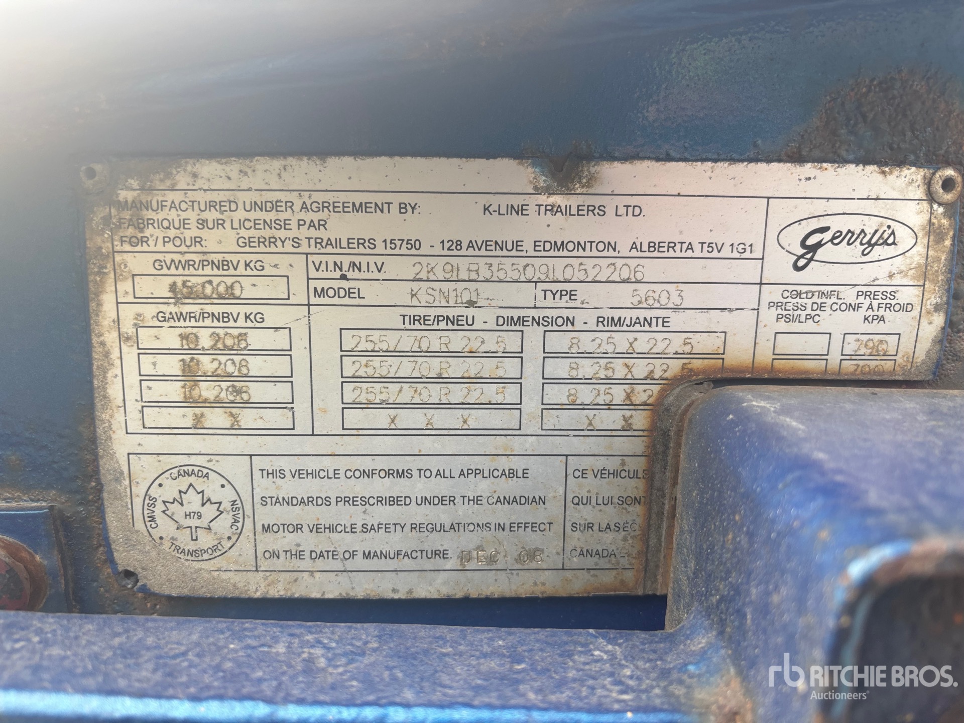 General Appearance with Serial Number / VIN