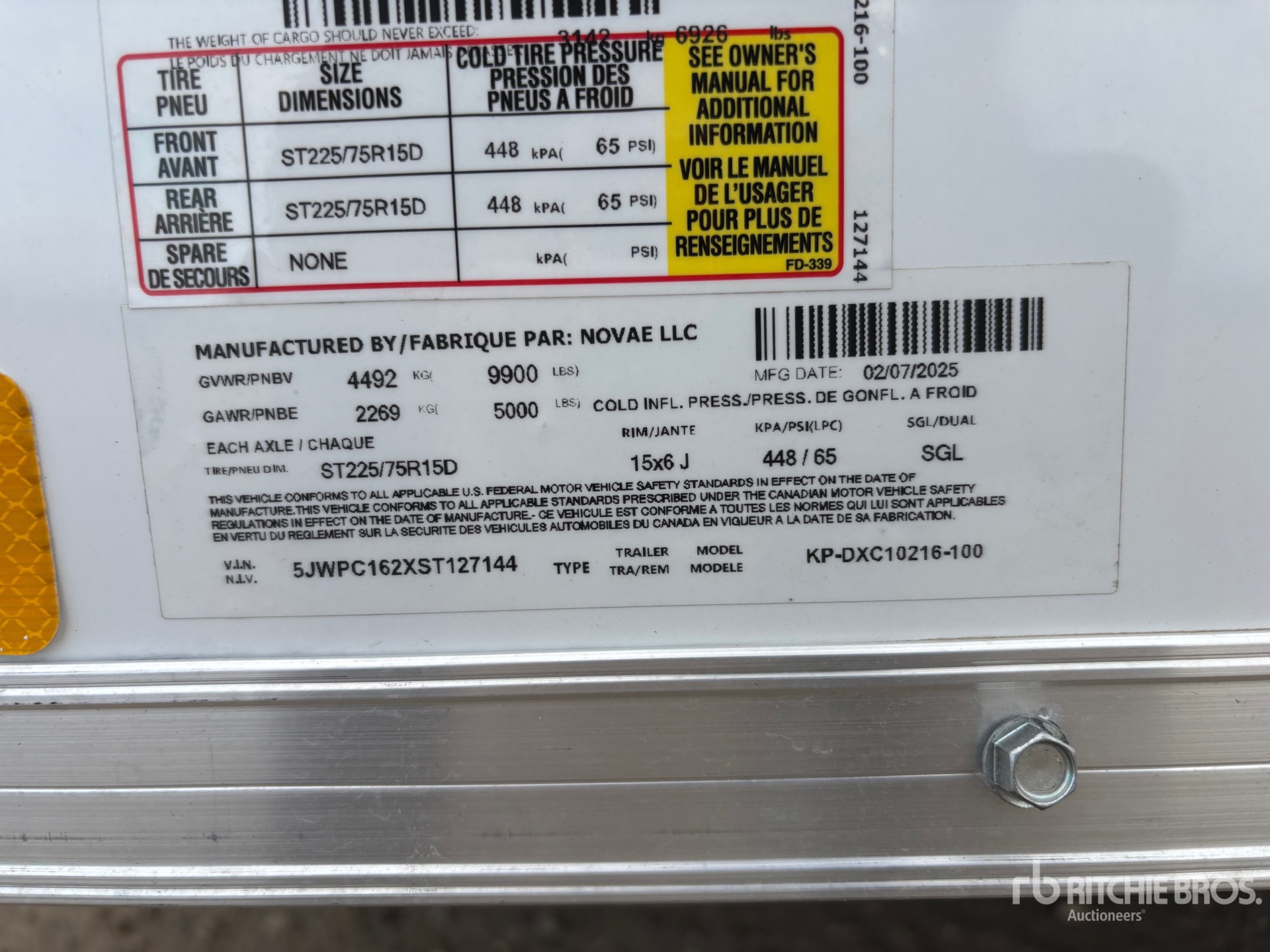 General Appearance with Serial Number / VIN