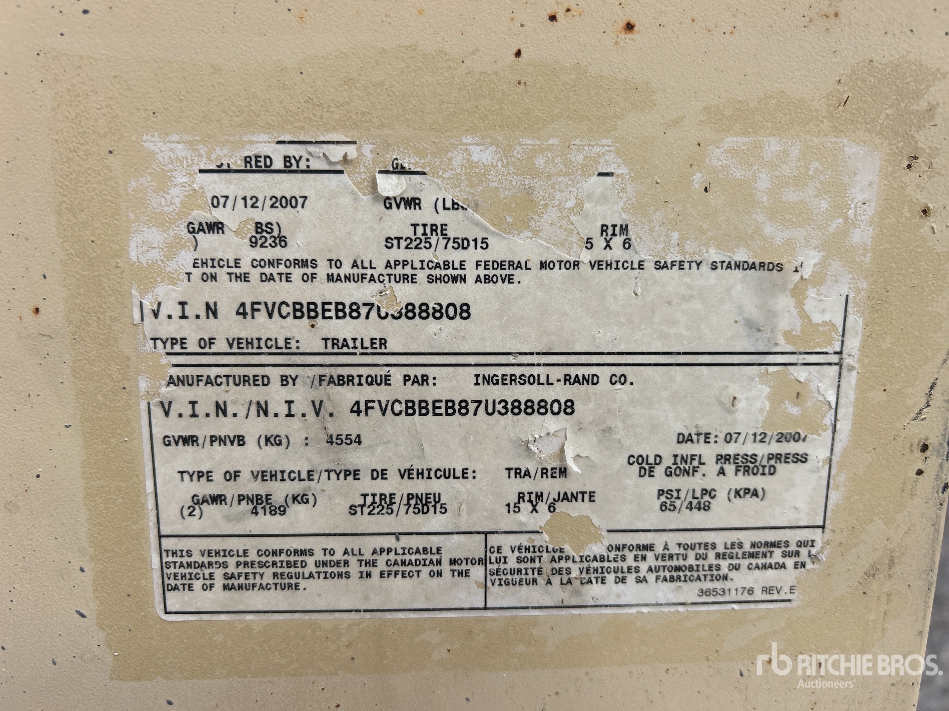 General Appearance with Serial Number / VIN