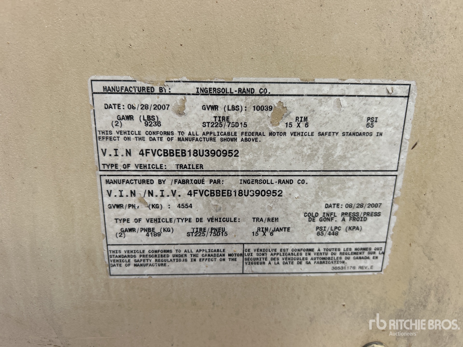General Appearance with Serial Number / VIN