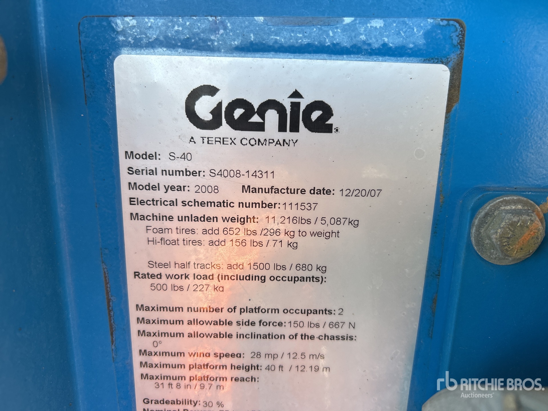 General Appearance with Serial Number / VIN