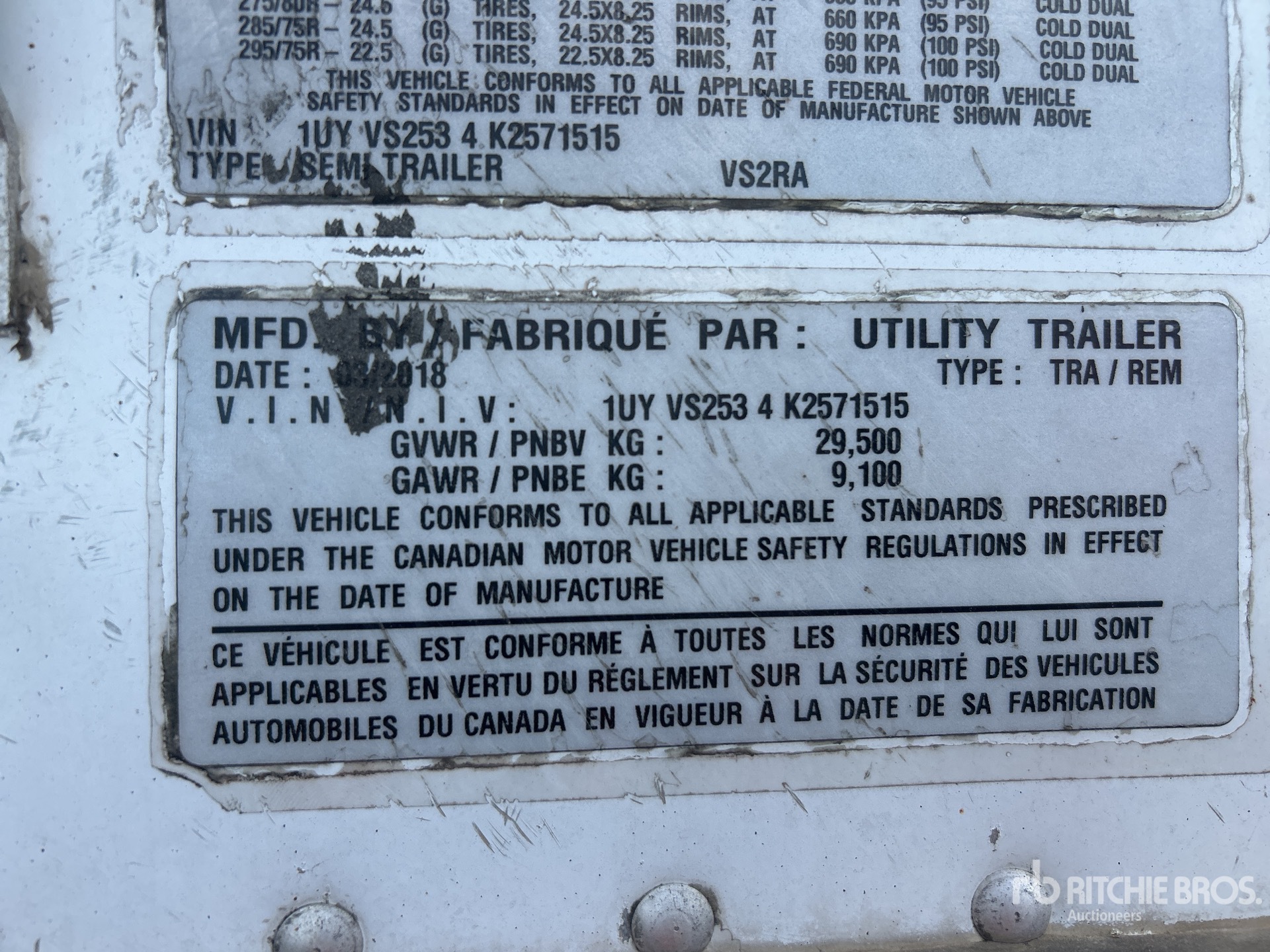 General Appearance with Serial Number / VIN