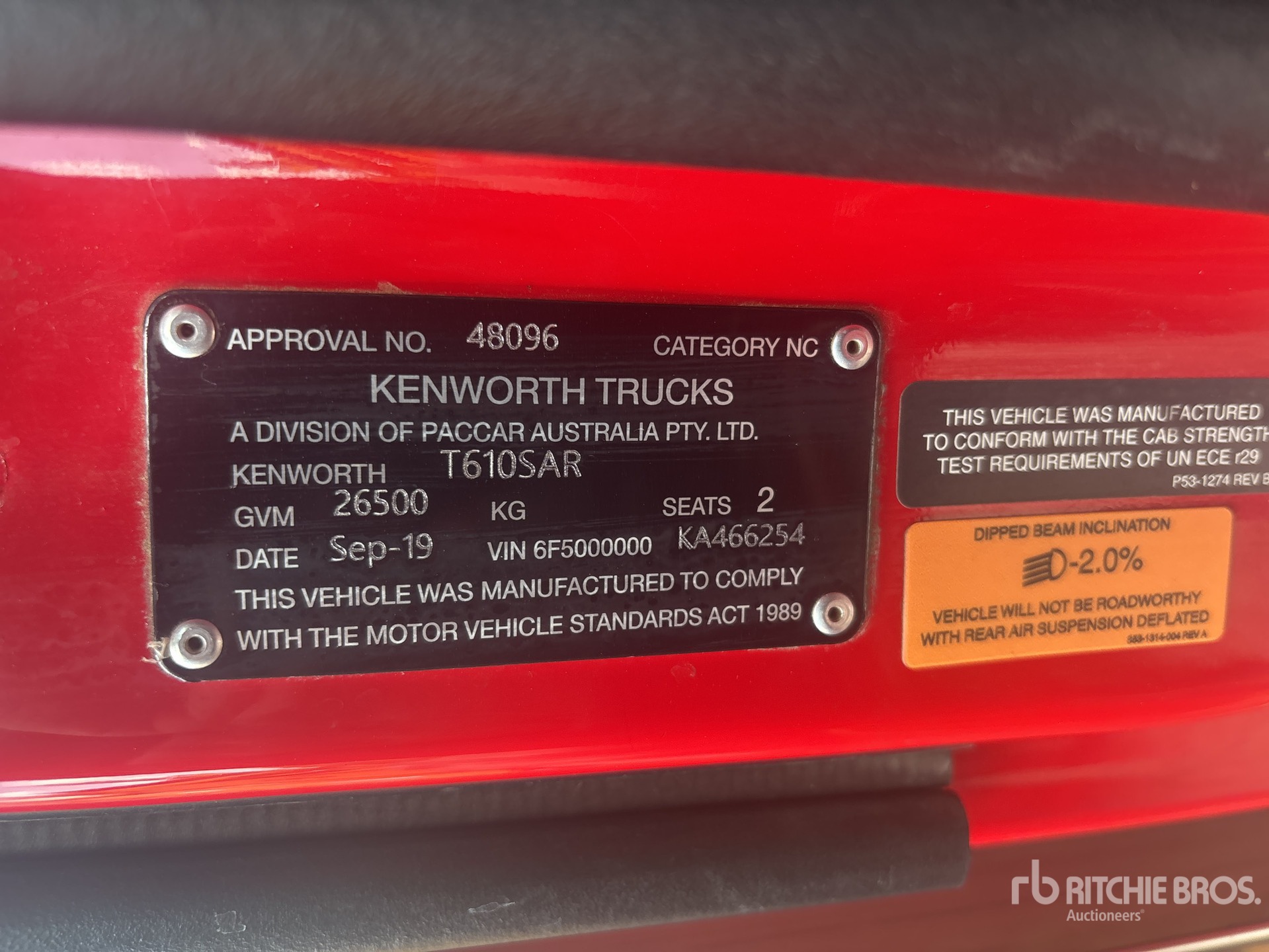 General Appearance with Serial Number / VIN