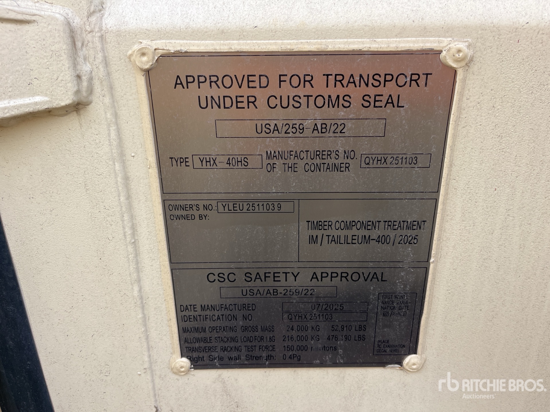 General Appearance with Serial Number / VIN