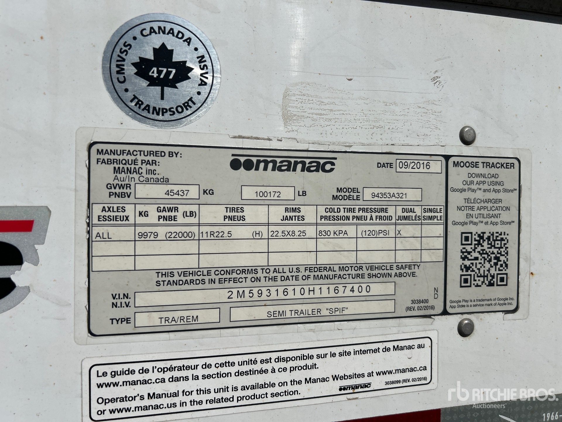 General Appearance with Serial Number / VIN