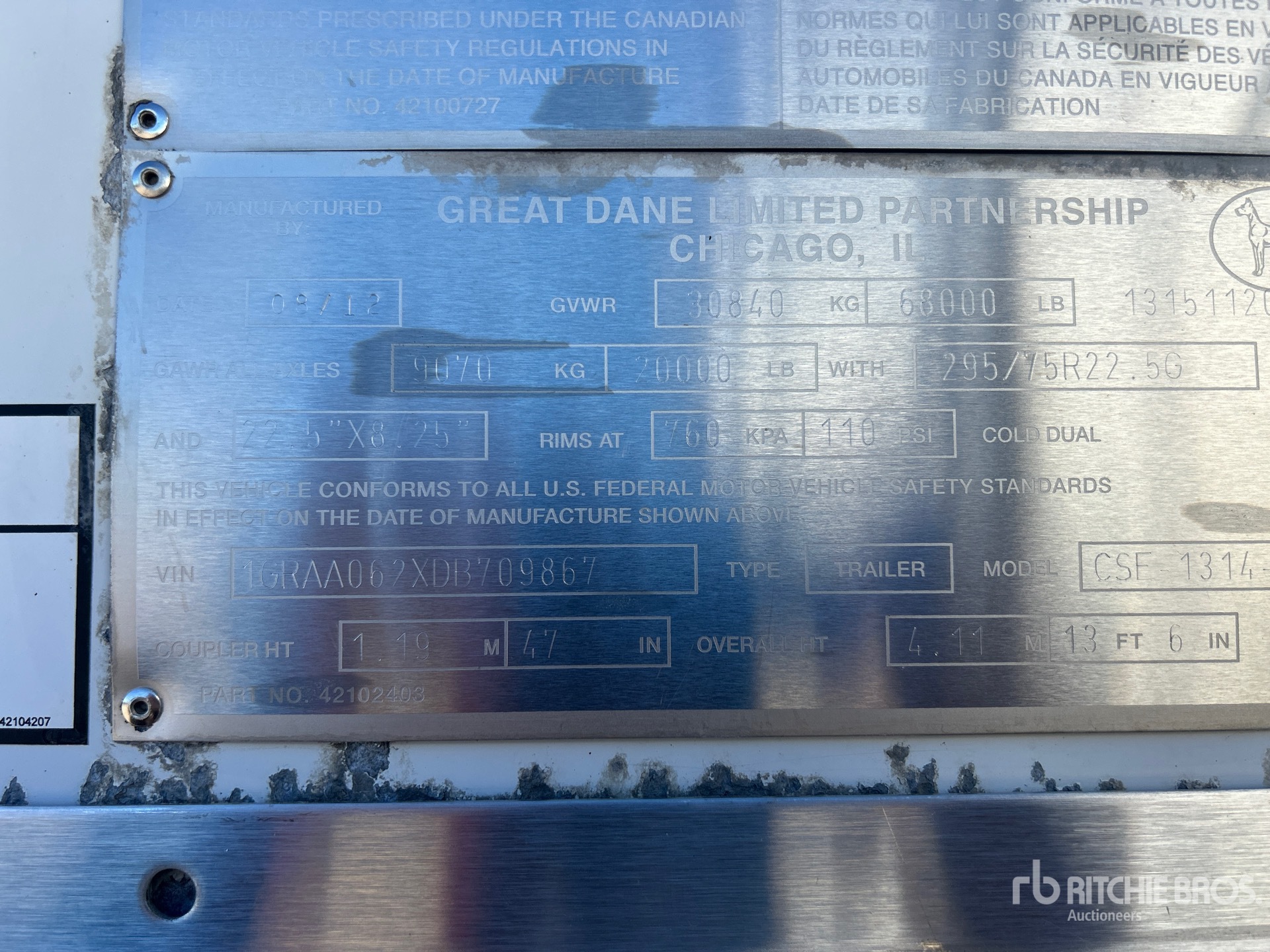 General Appearance with Serial Number / VIN
